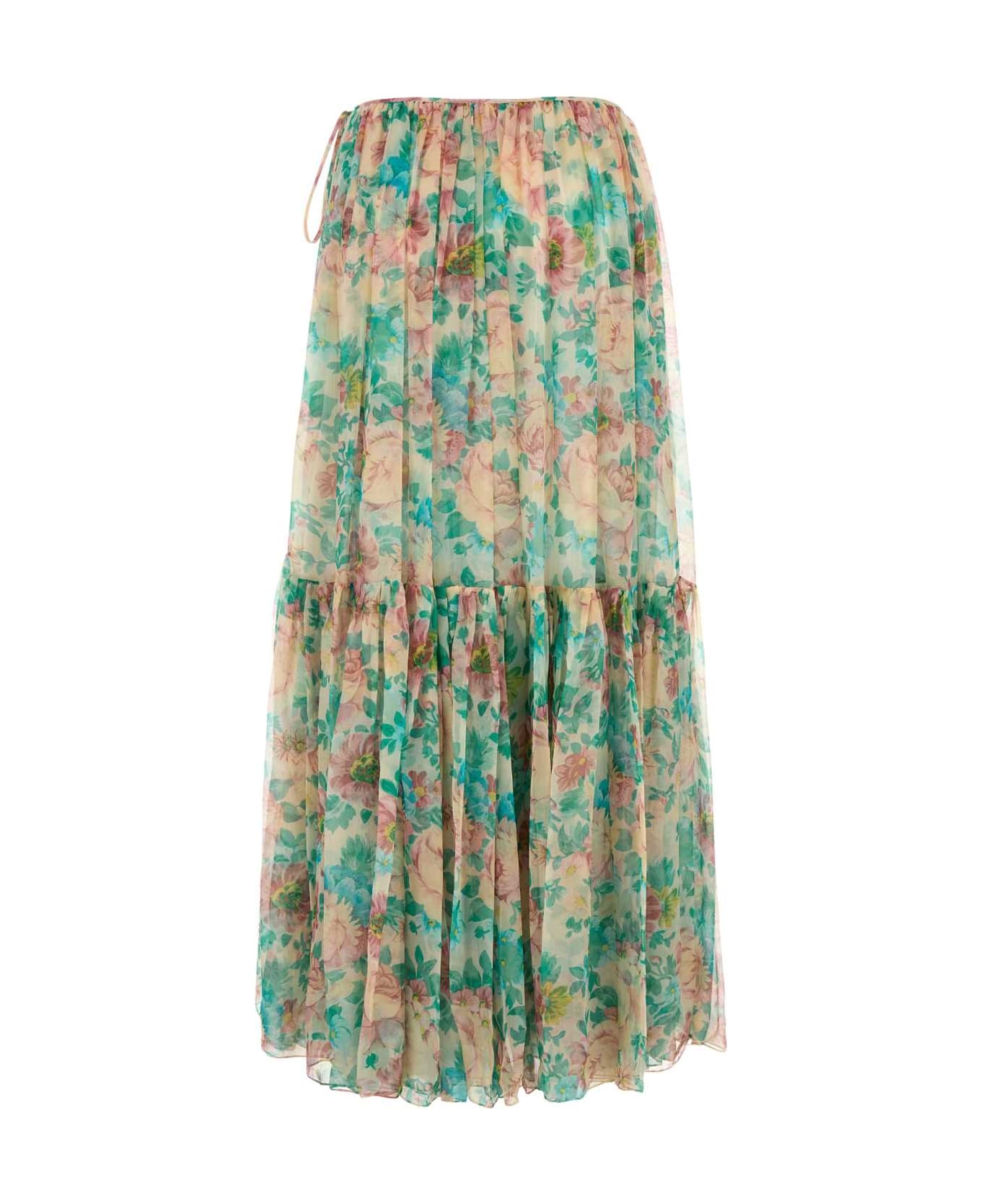 Chloé Printed Silk Skirt - SEEDPEARLBEIGE