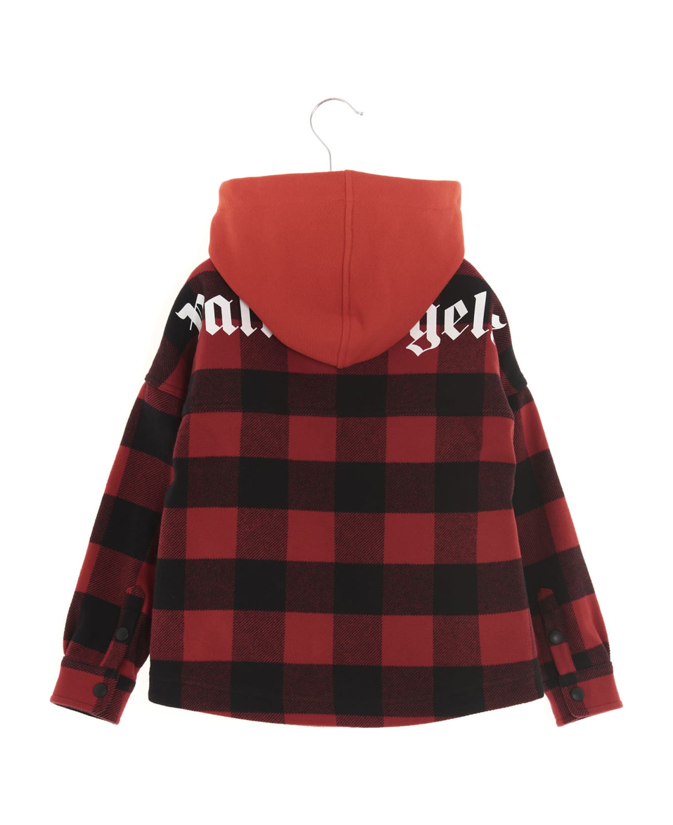 Palm Angels Logo Overshirt With Hood - Red