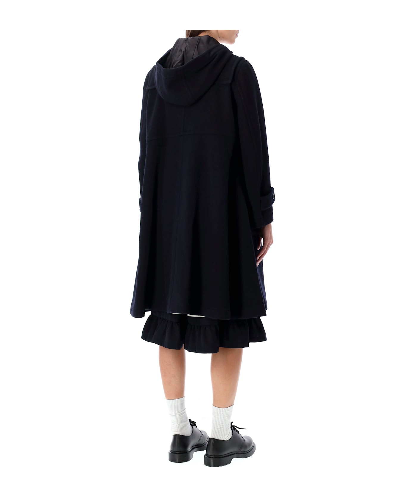 Comme Des Garçons Girl Wool Duffle Hooded Coat - NAVY
