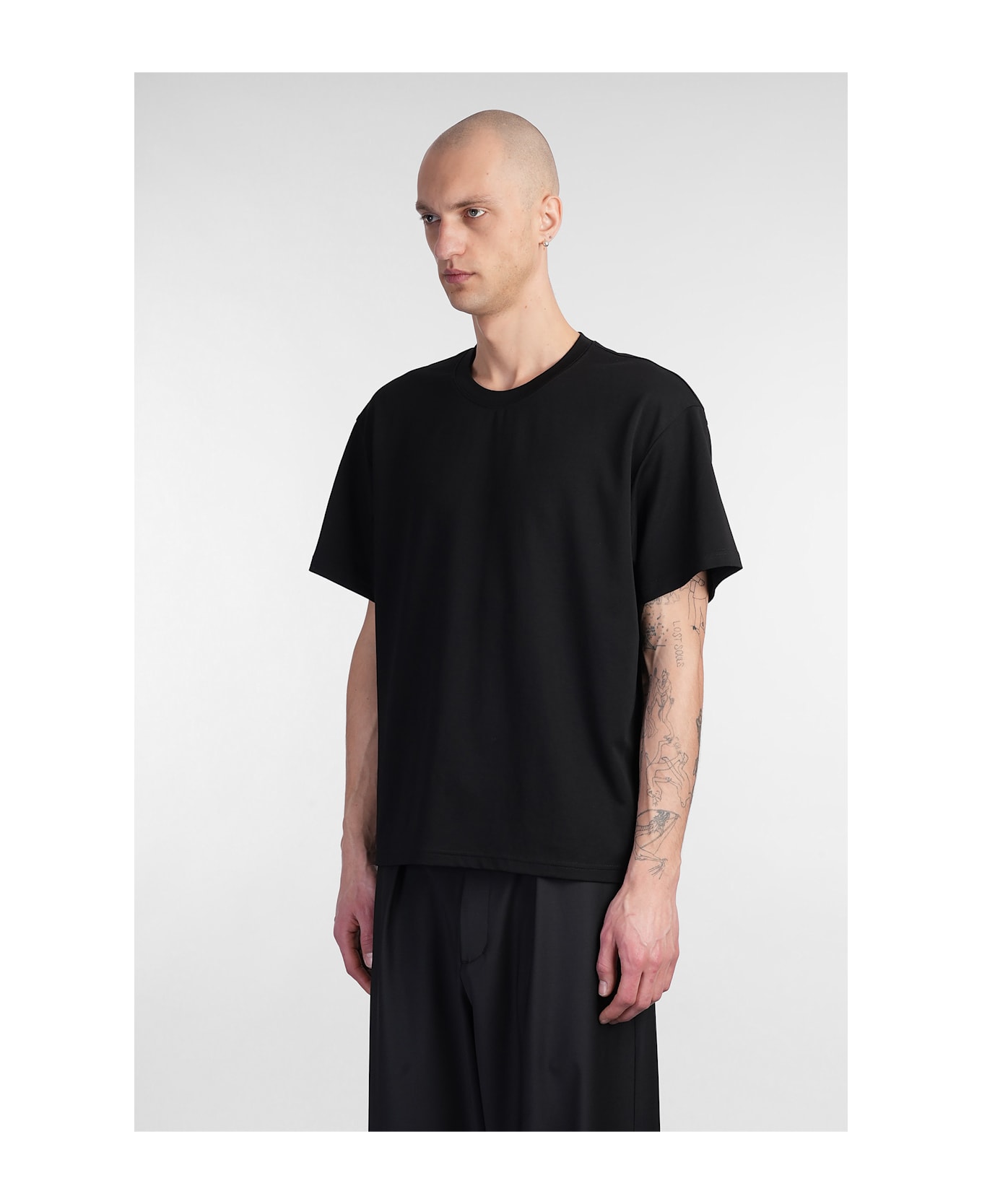 Attachment T-shirt In Black Cotton - black シャツ