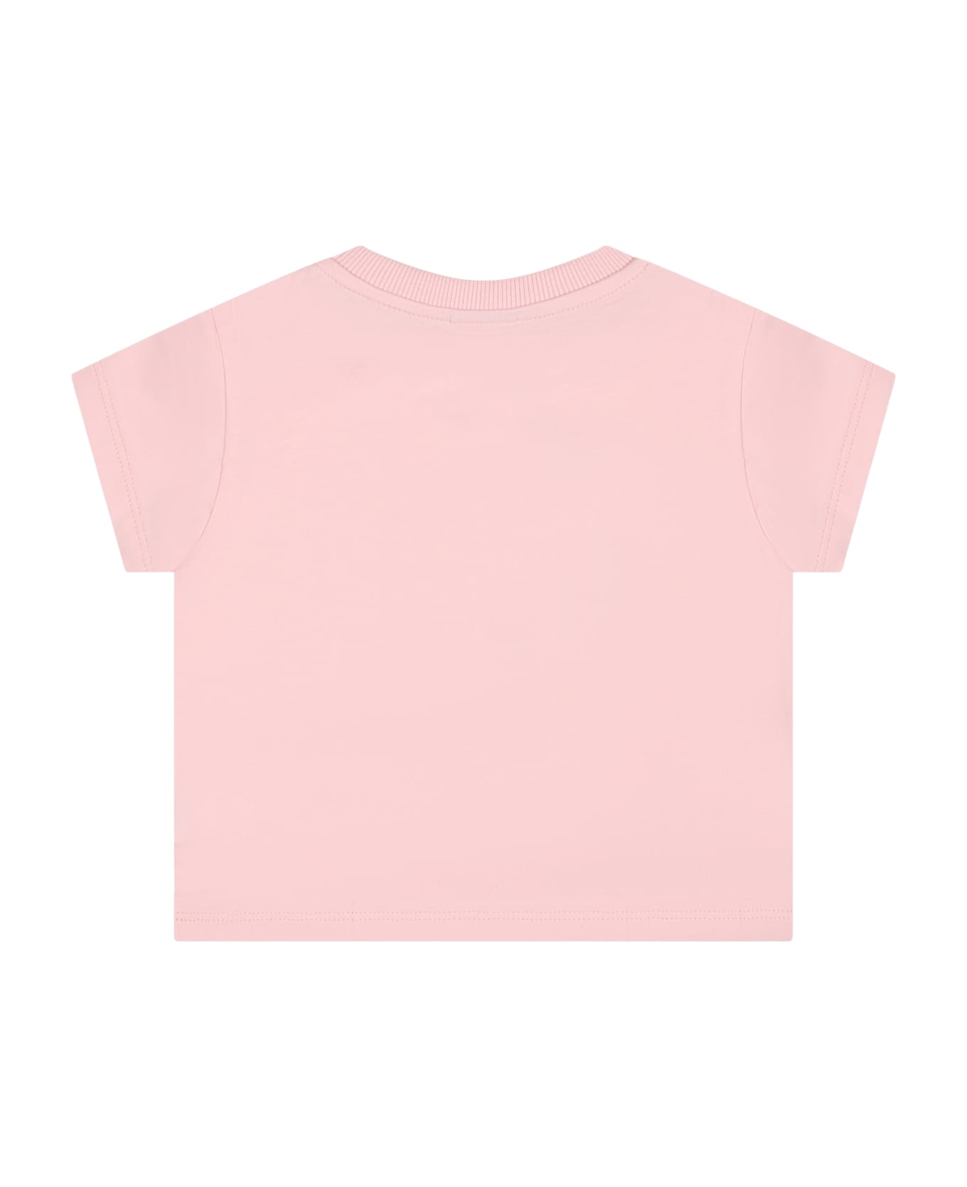 GCDS Mini Pink T-shirt For Baby Girl With Kitten - Pink
