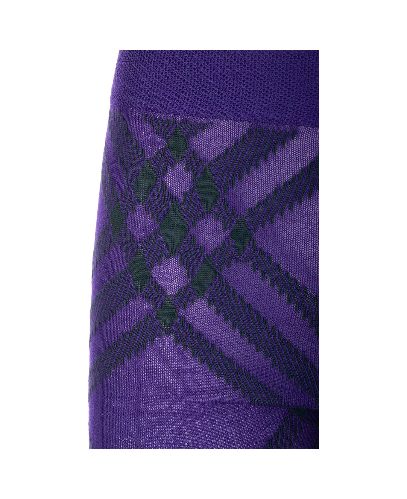 Burberry Purple Tartan Tights - White