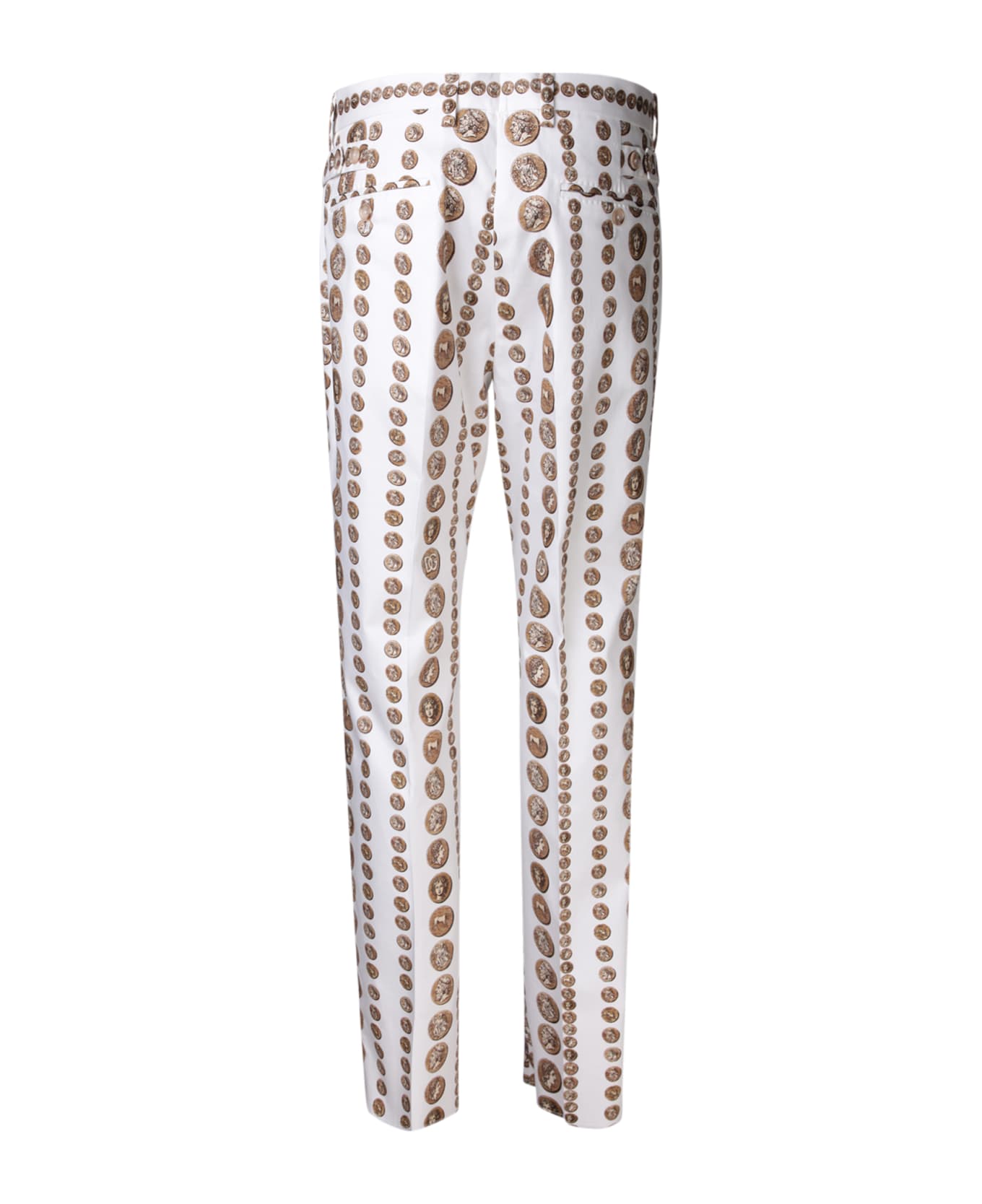 Dolce & Gabbana Coins Print Stretch Drill Trousers - White