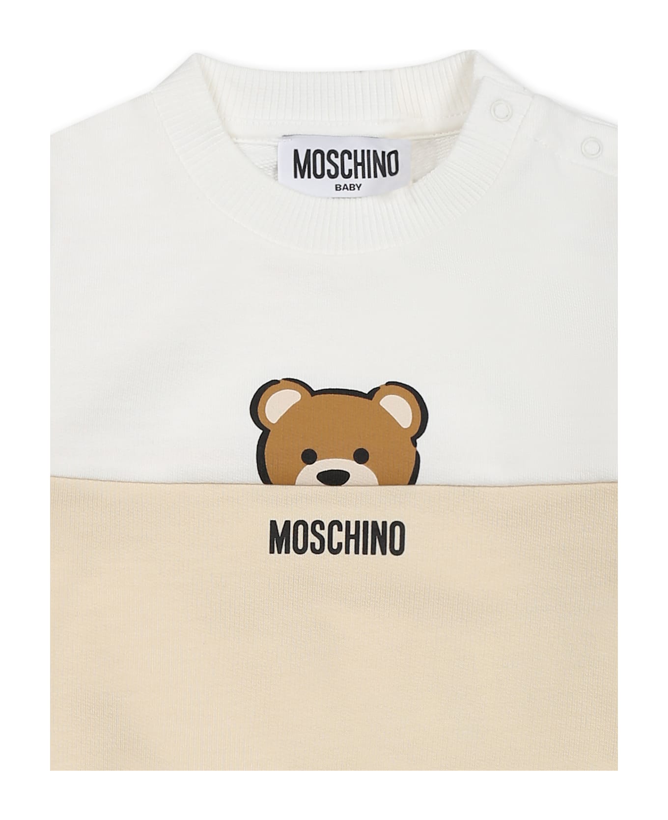 Moschino Beige Sweatshirt For Babykids With Teddy Bear - Beige
