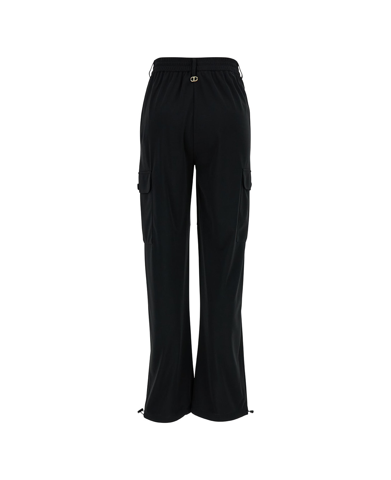 TwinSet Black Cargo Pants With Oval T Patch In Tech Fabric Woman - Black