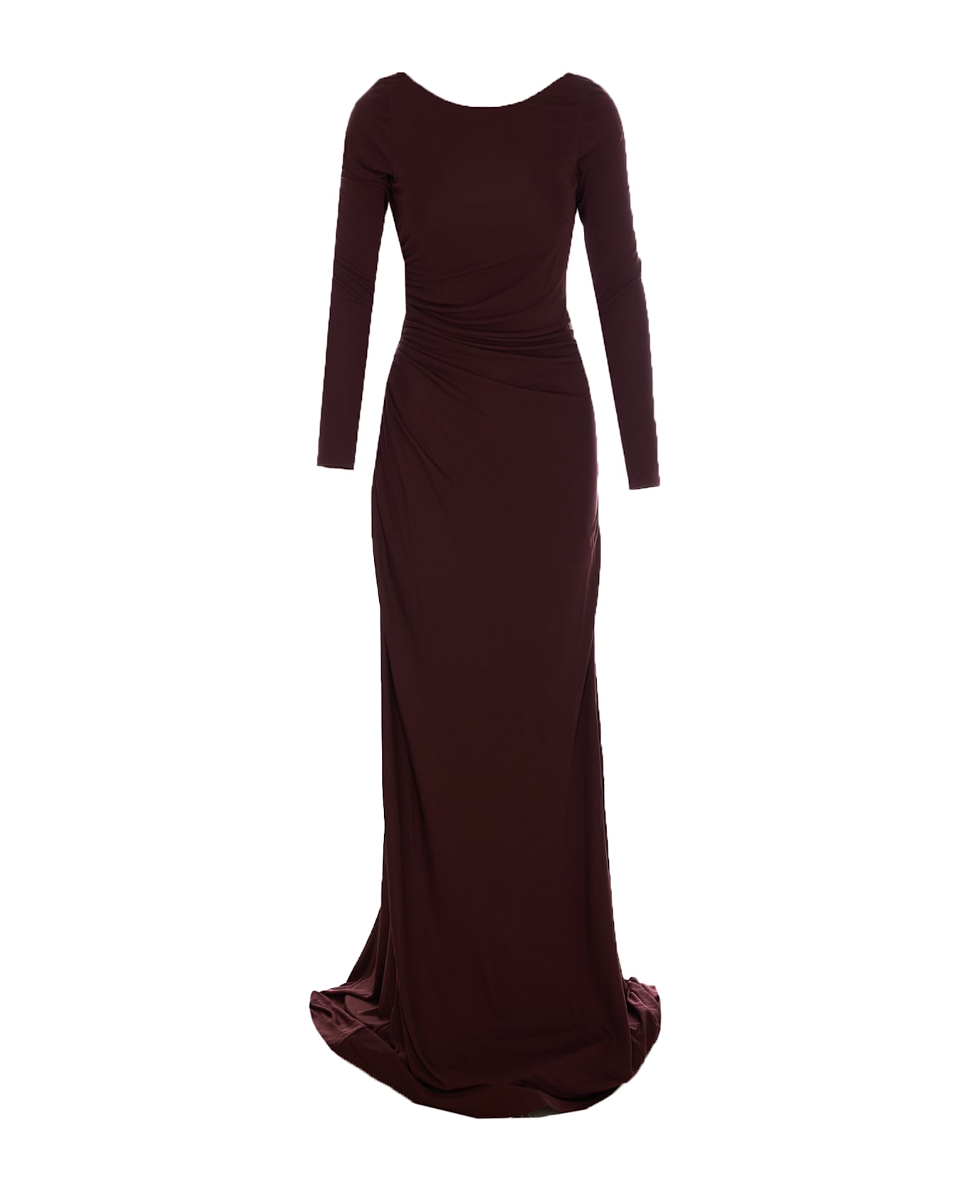 Elisabetta Franchi Red Carpet Dress With Drapes - Brown