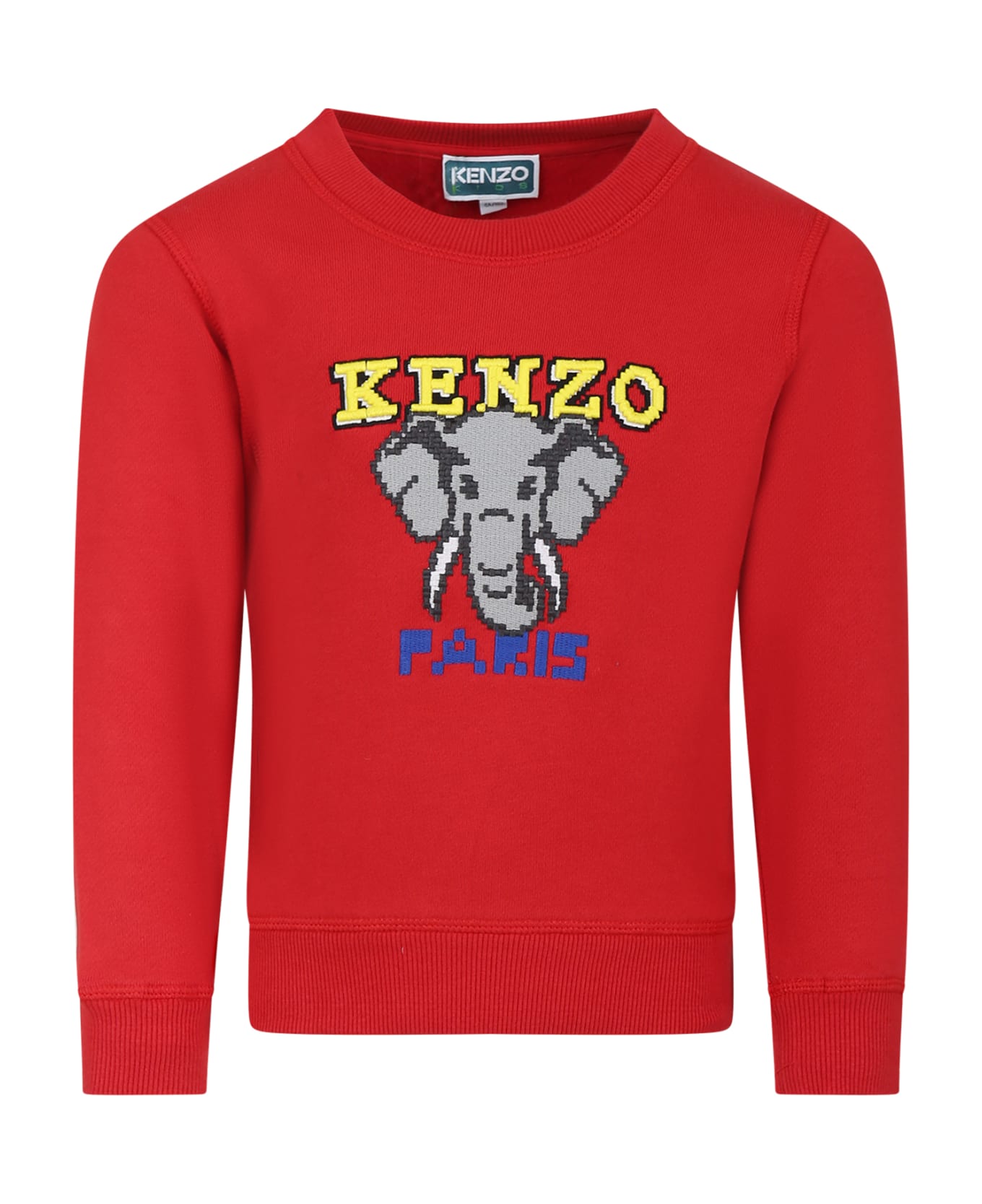 Kenzo Kids Red Sweatshirt For Kids With Elephant And Logo - Rosso