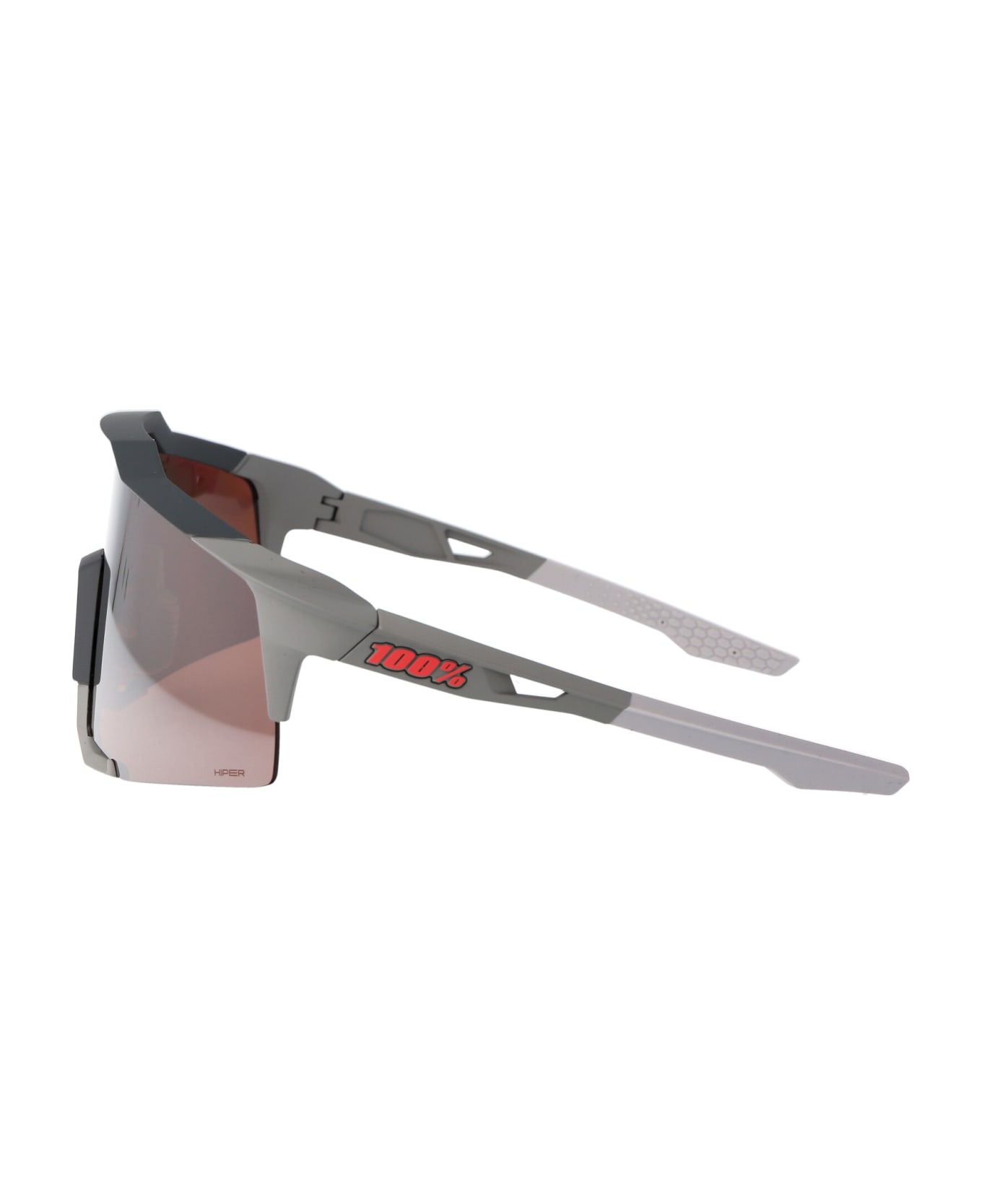 100% Speedcraft Sunglasses - Soft Tact Stone Grey - HiPER Crimson Silver Mirror Lens