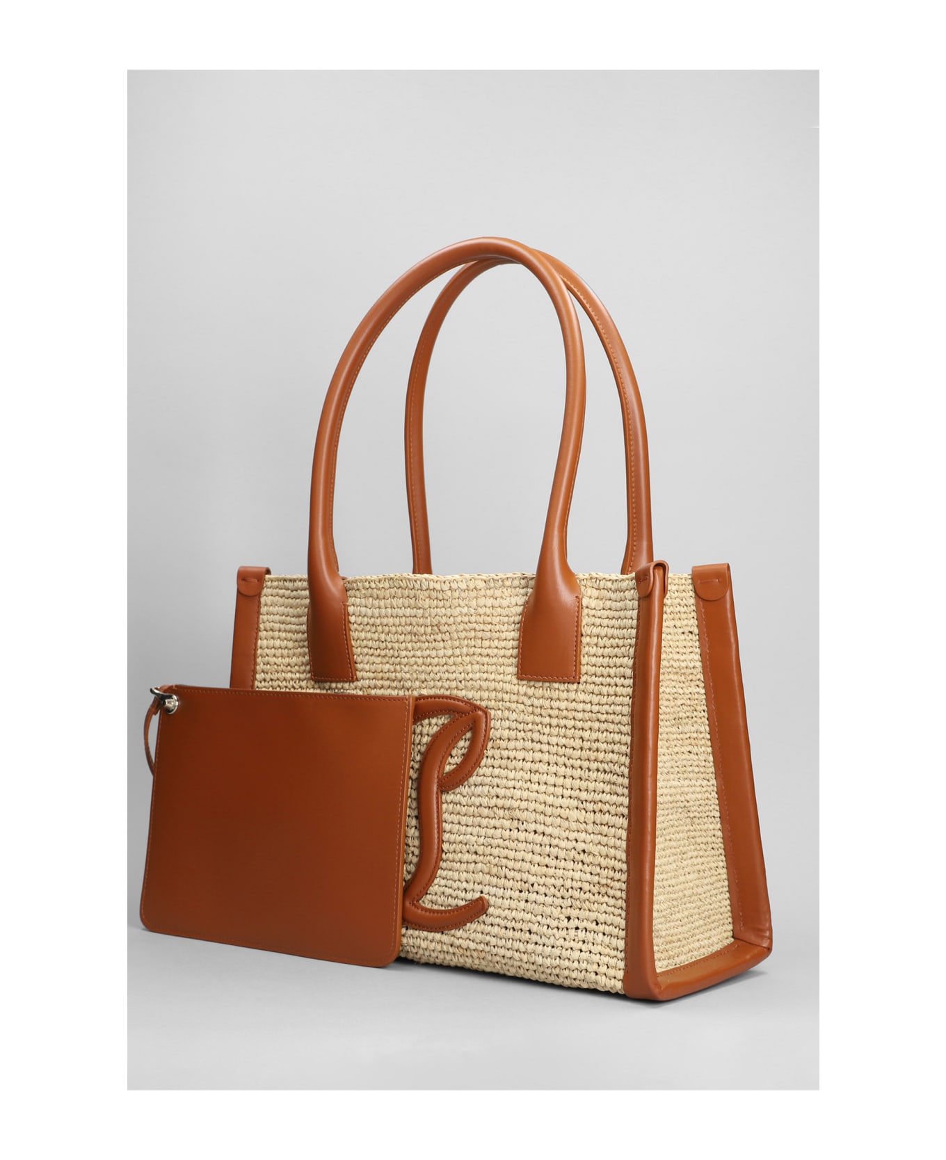 Christian Louboutin By My Side Tote In Beige Raffia - Natural/cuoio