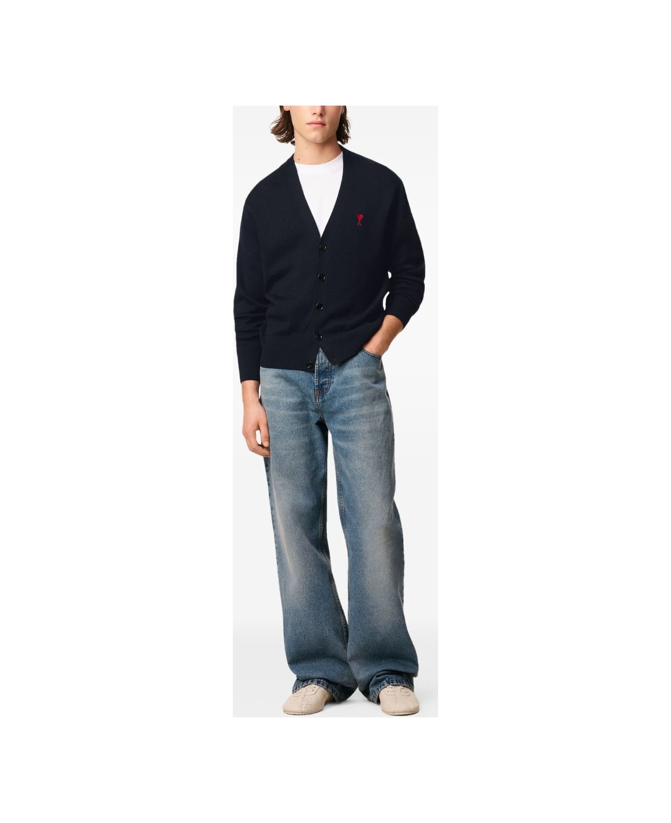 Ami Alexandre Mattiussi Ami Paris Ami De Coeur Cardigan - Blue