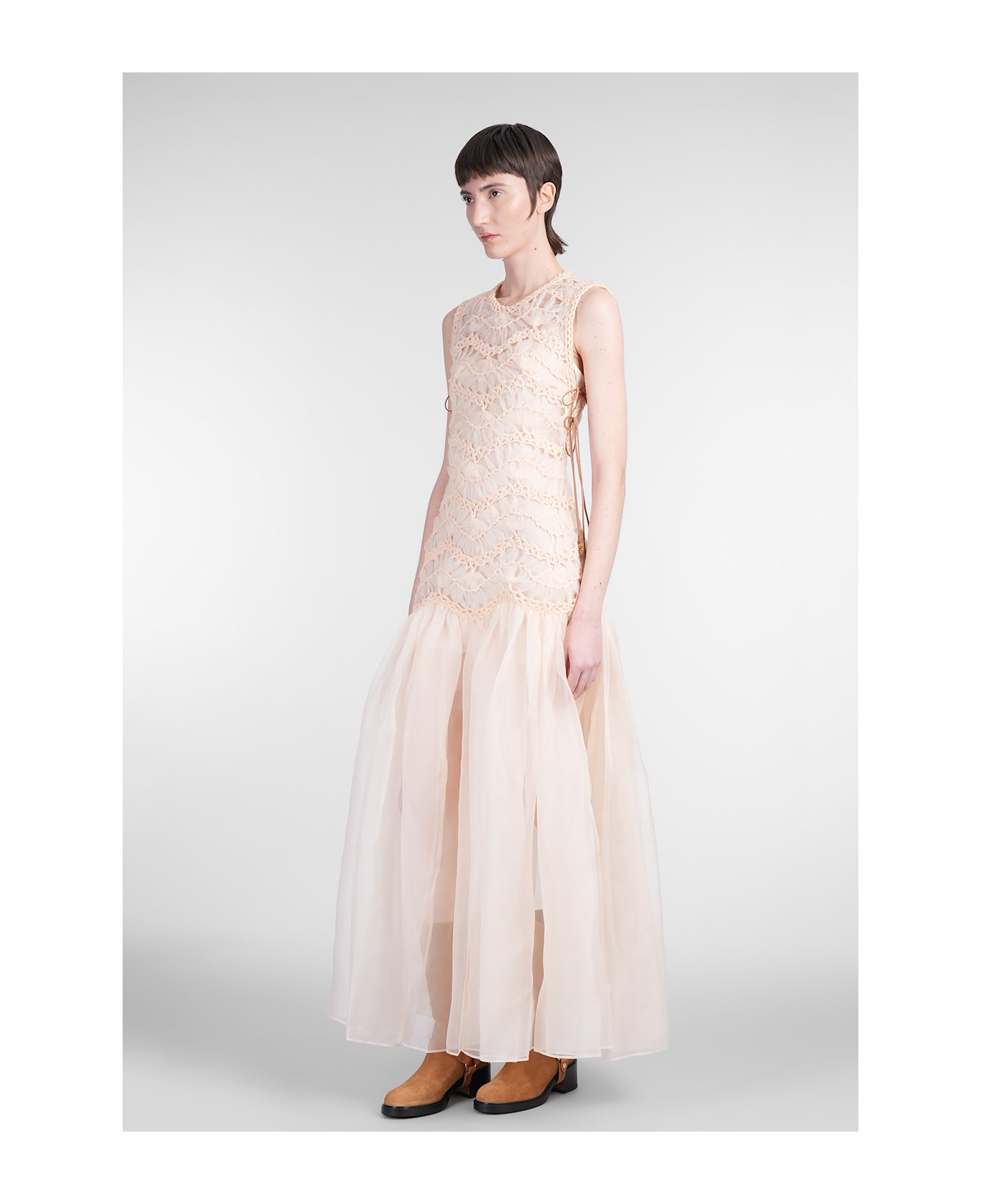 Zimmermann Long Dress In Beige Silk - beige
