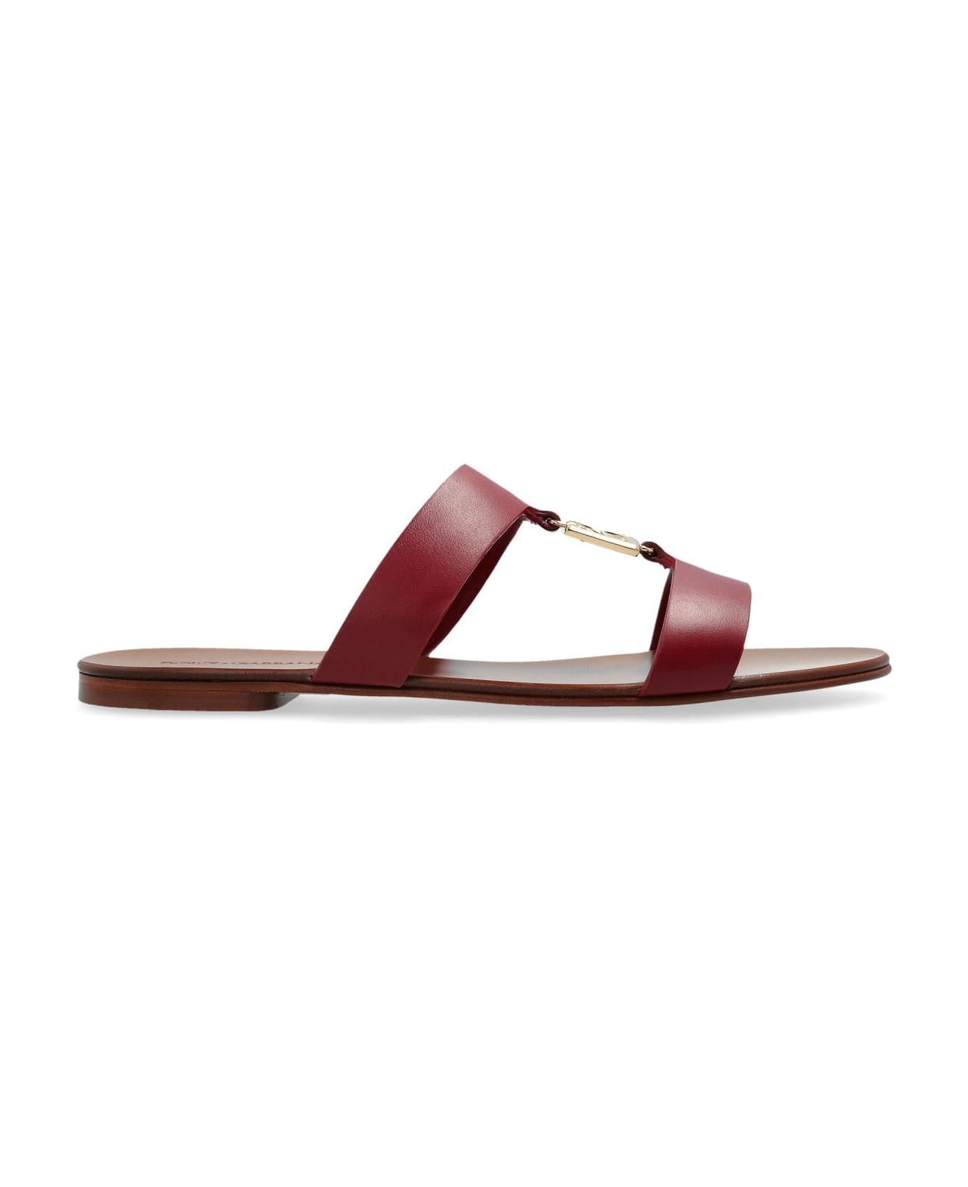 Dolce 
Gabbana Slides With A Logo-shaped Appliqué - RED