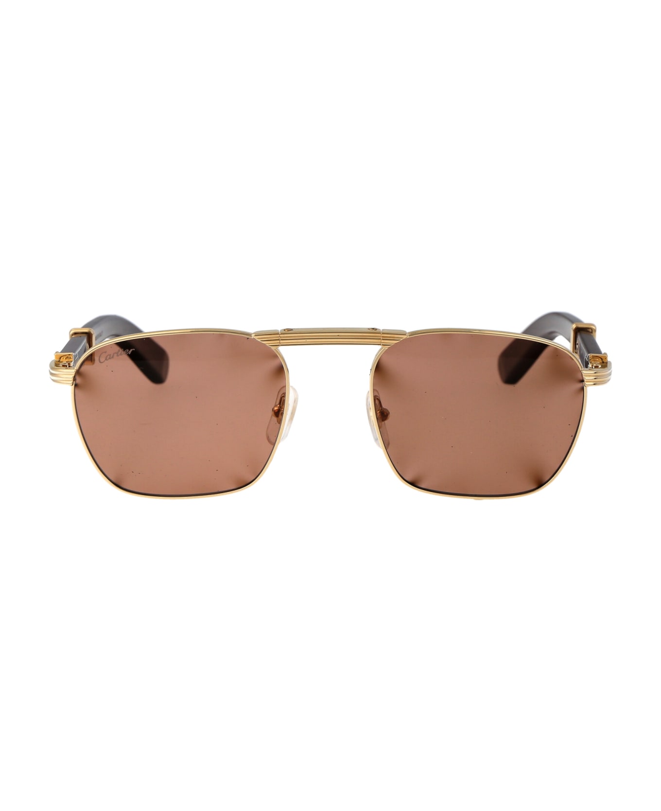 Cartier Eyewear Ct0428s Sunglasses - 001 GOLD BURGUNDY BROWN サングラス