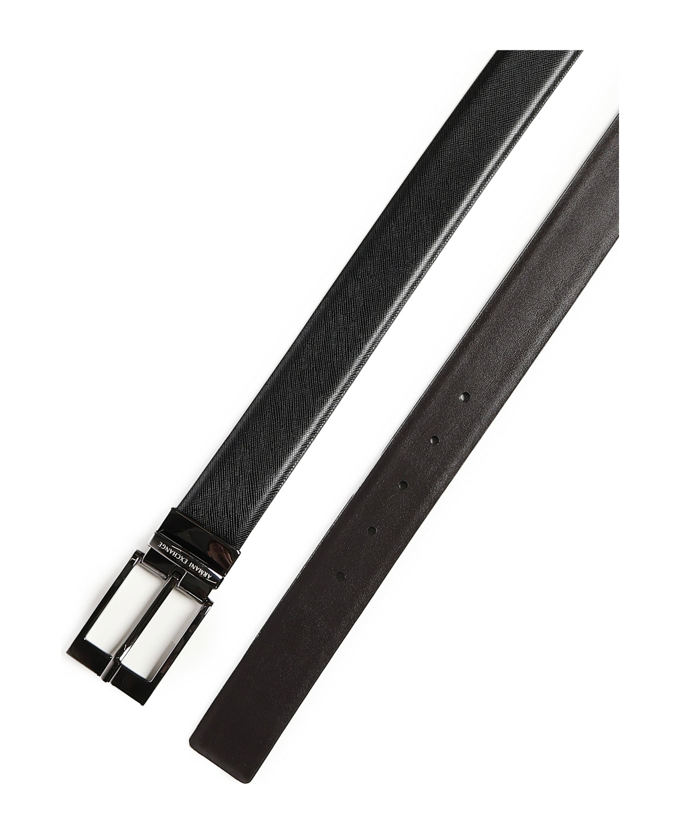 Armani Exchange Reversible Leather Belt - Black/Dark Brown