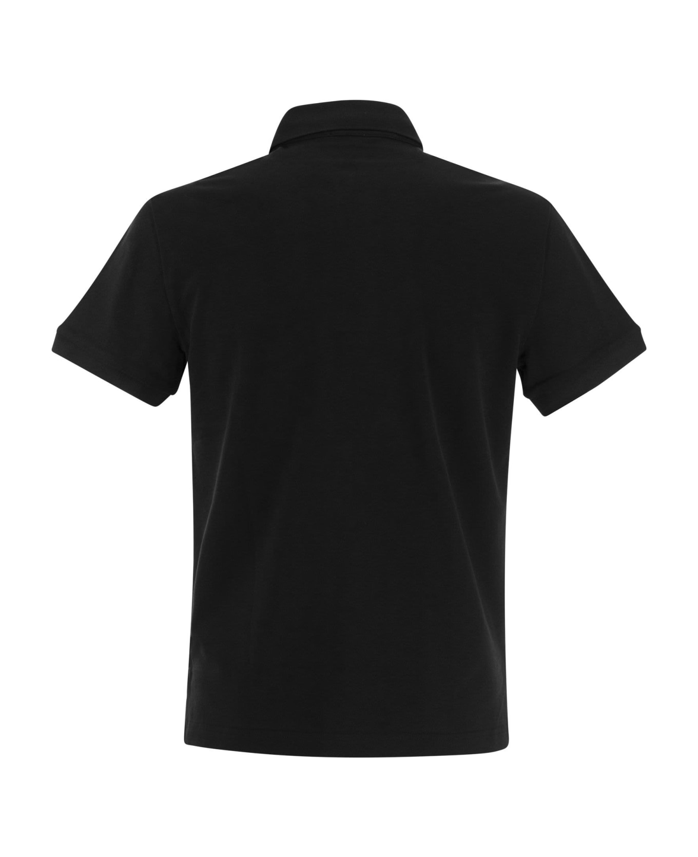 Etro Piqué Polo Shirt With Embroidered Pegasus - black