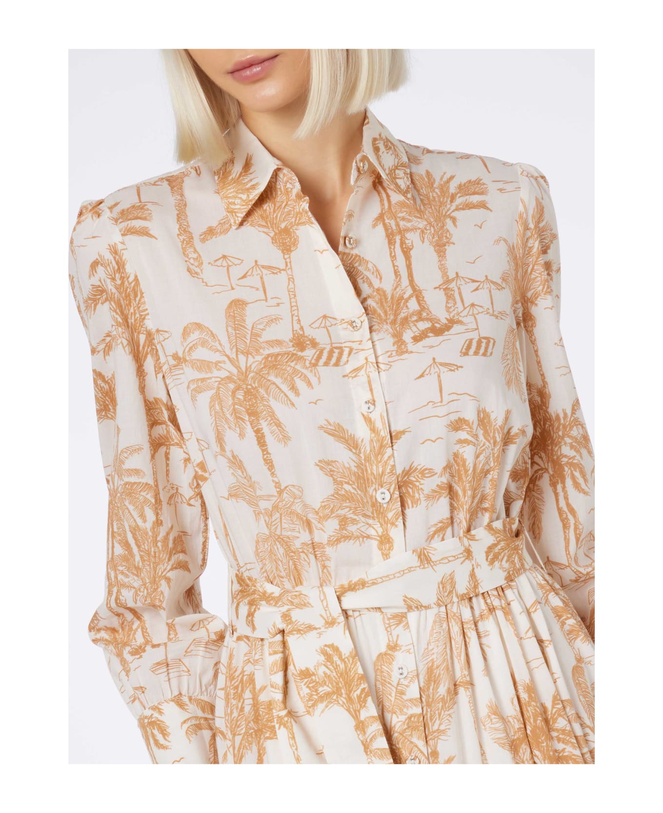 MC2 Saint Barth Woman Toile De Jouy Cotton Dress Jensen - WHITE