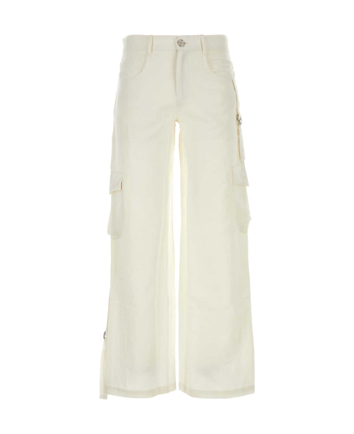 Gimaguas White Cotton Blend Gabi Cargo Pant - WHITE
