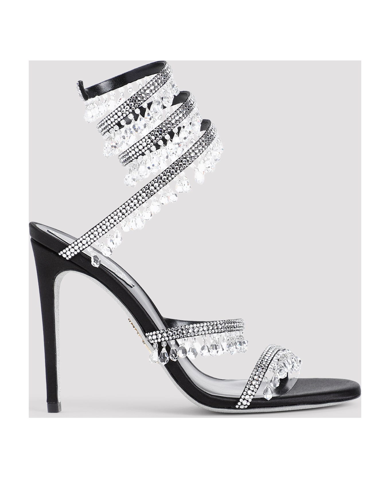 René Caovilla Chandelier Sandals - Black Satin