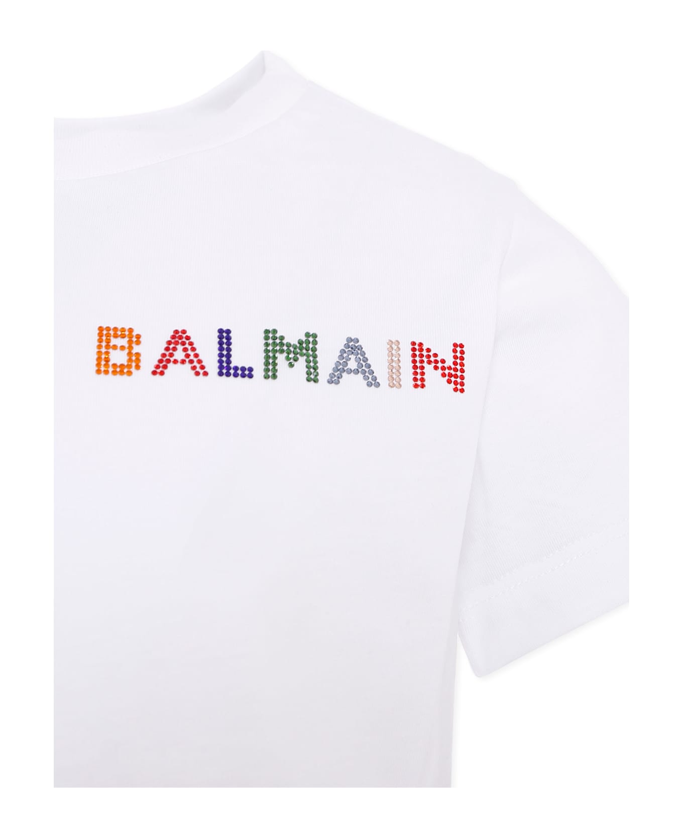 Balmain White T-shirt For Girl With Logo - White