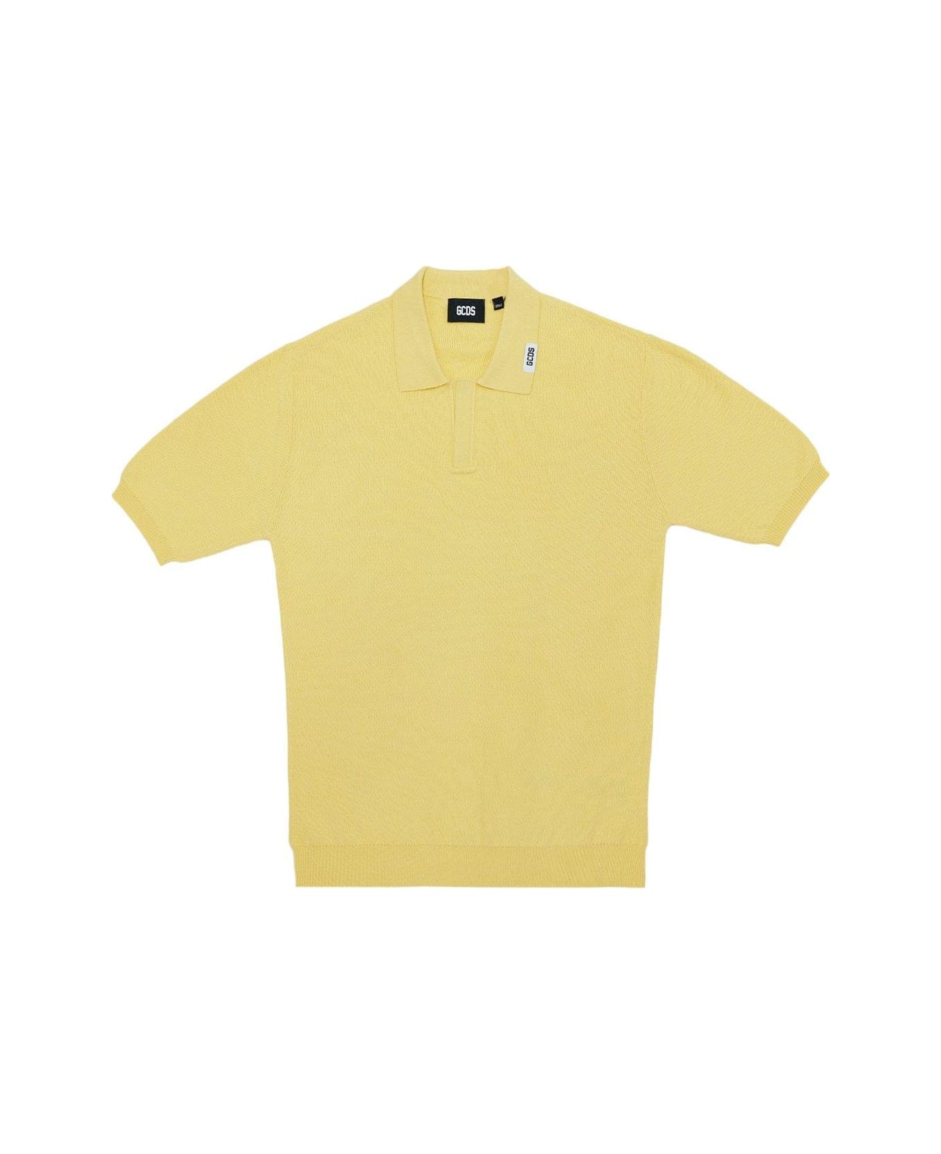 GCDS Short-sleeved Fine-knitted Polo Shirt - YELLOW