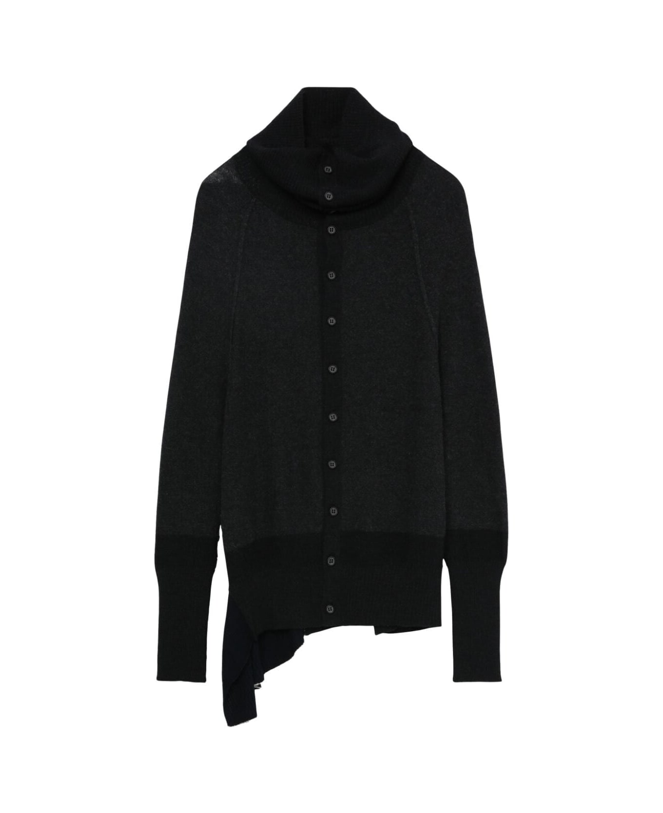 Y's Side Drape Cardigan - Charcoal