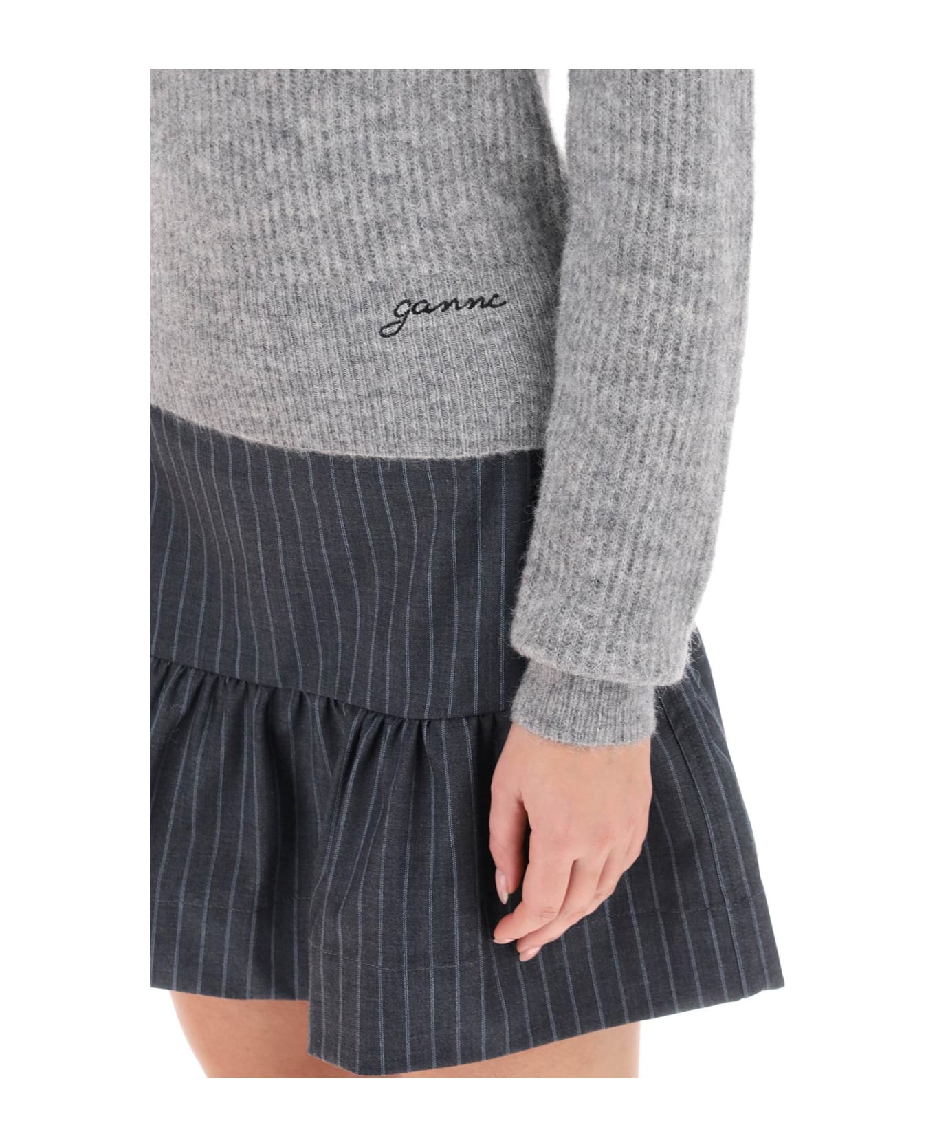 Ganni Grey Merino Blend Sweater - PALOMA MELANGE (Grey)