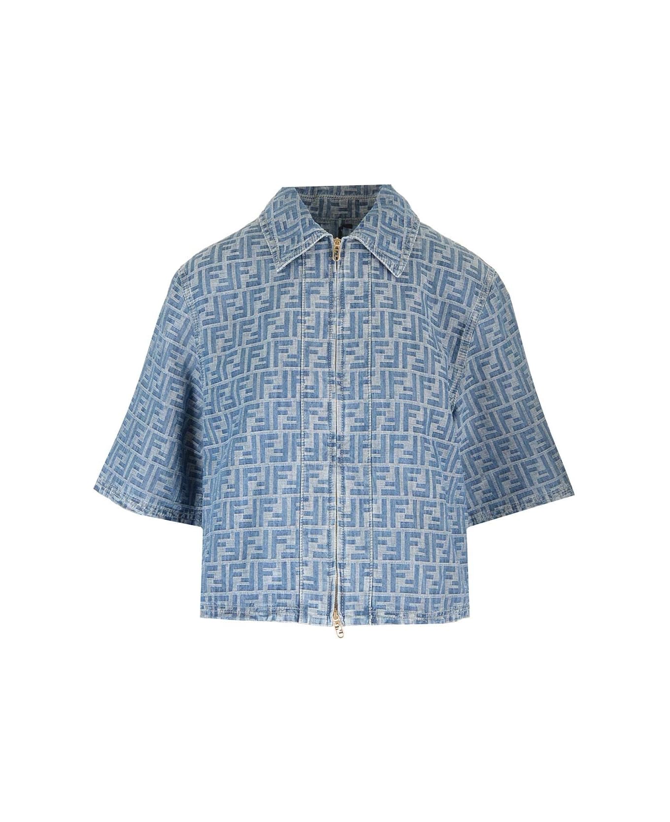 Fendi Chambray Cropped Shirt - Light blue