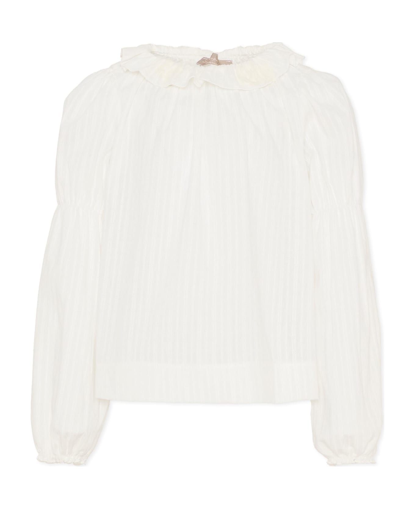La stupenderia Ivory Shirt For Girl With Embroidery - Ivory