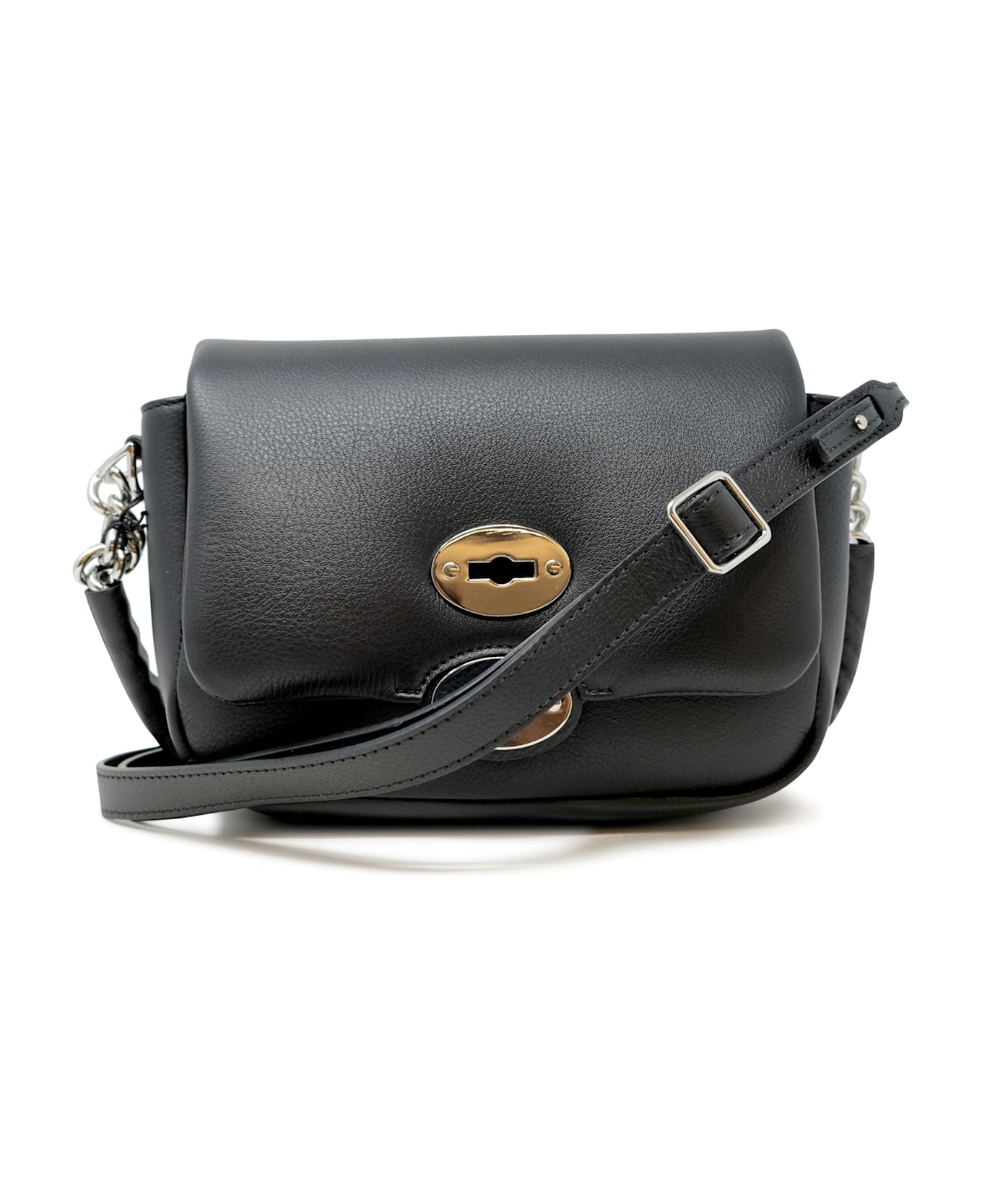 Zanellato 068740-1130000-z0001 Black Postina Ella Piuma Chain Leather Bag - BLACK