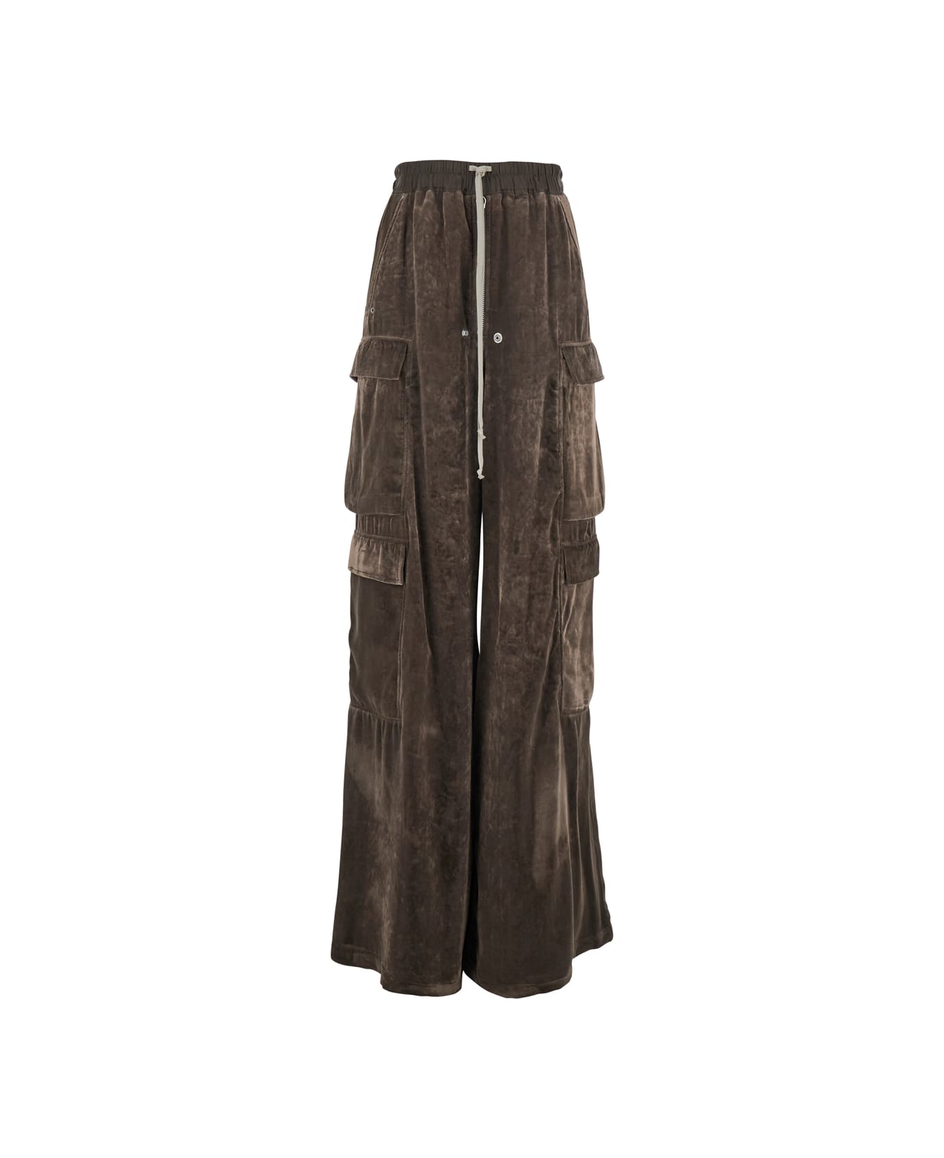 Rick Owens 
cargo Belas
 Brown Cargo Pants With Drawstring Waist And Cargo Pockets In Velvet Woman - Brown