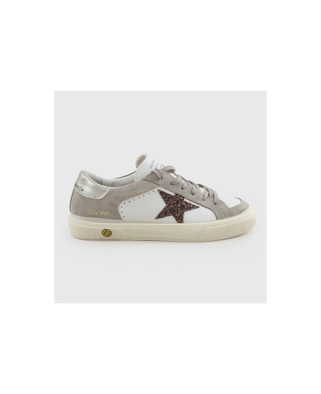 Golden Goose May Leather Upper Vamp And Tongue Suede Quarter And Toe Glitter Star Laminated Heel - MULTICOLOUR