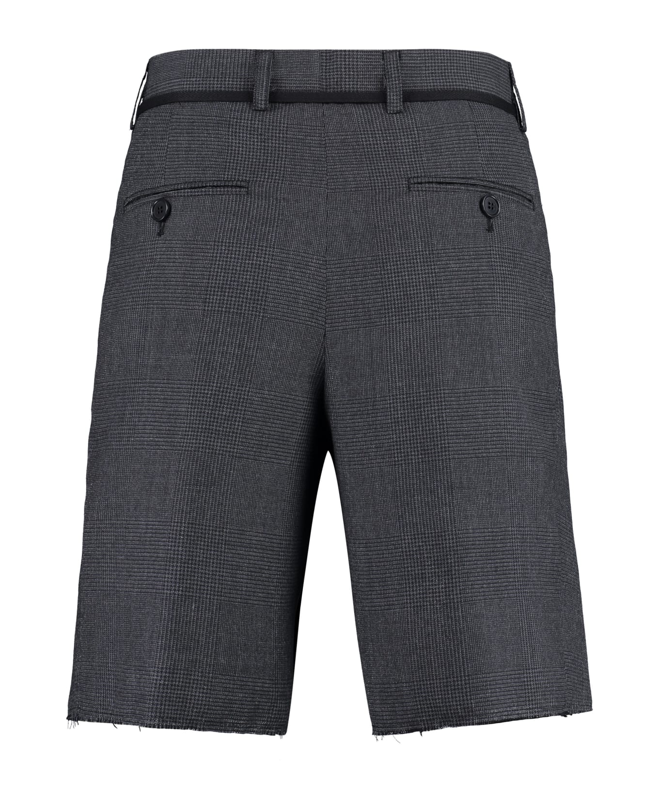 Aspesi Prince Of Wales Checked Wool Shorts - grey