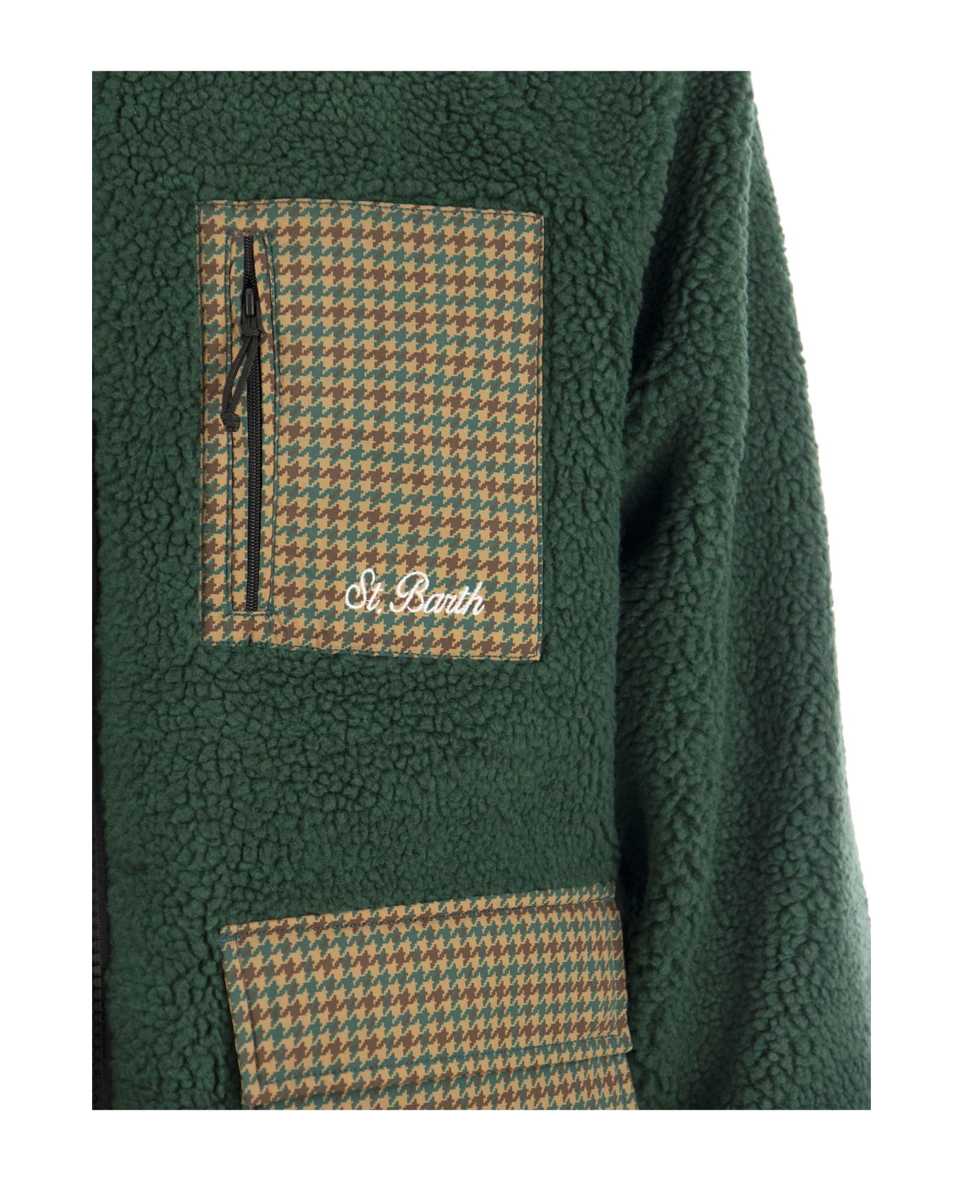 MC2 Saint Barth Sherpa Jacket With Plaid Patch Pockets - Green
