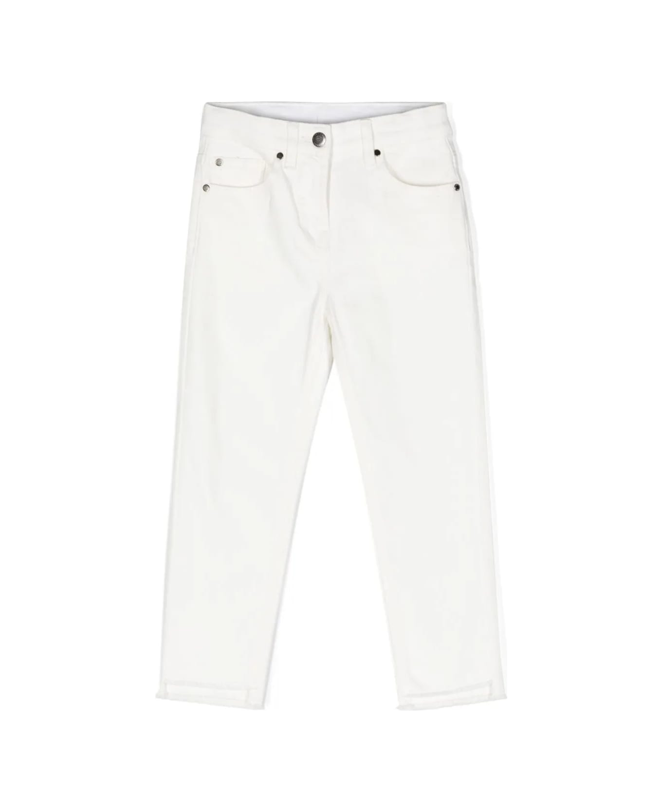 Stella McCartney Kids Patch Pocket Straight Leg Jeans In Ivory - White