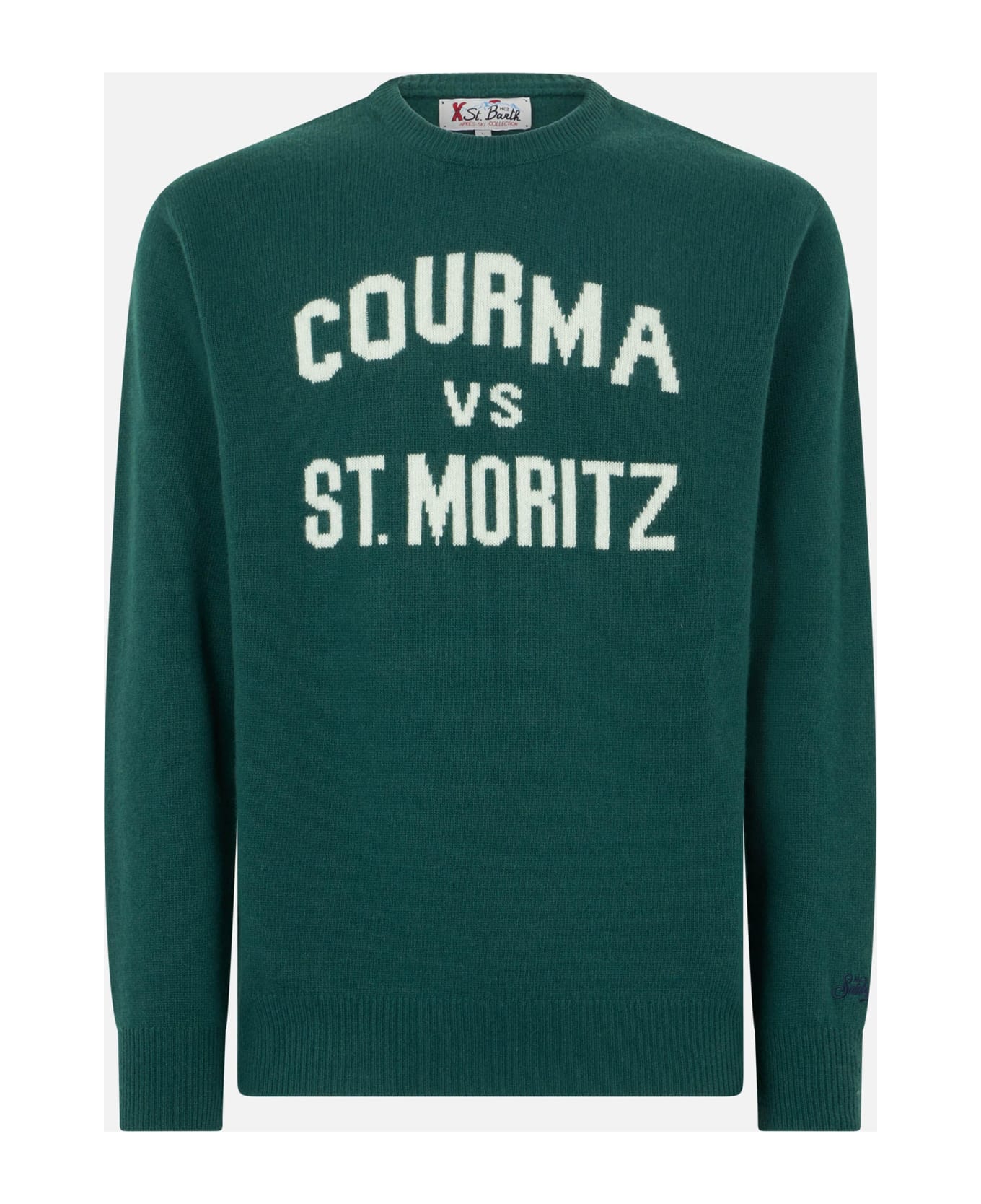 MC2 Saint Barth Man Crewneck Sweater With Courma Vs St. Moritz Jacquard - GREEN