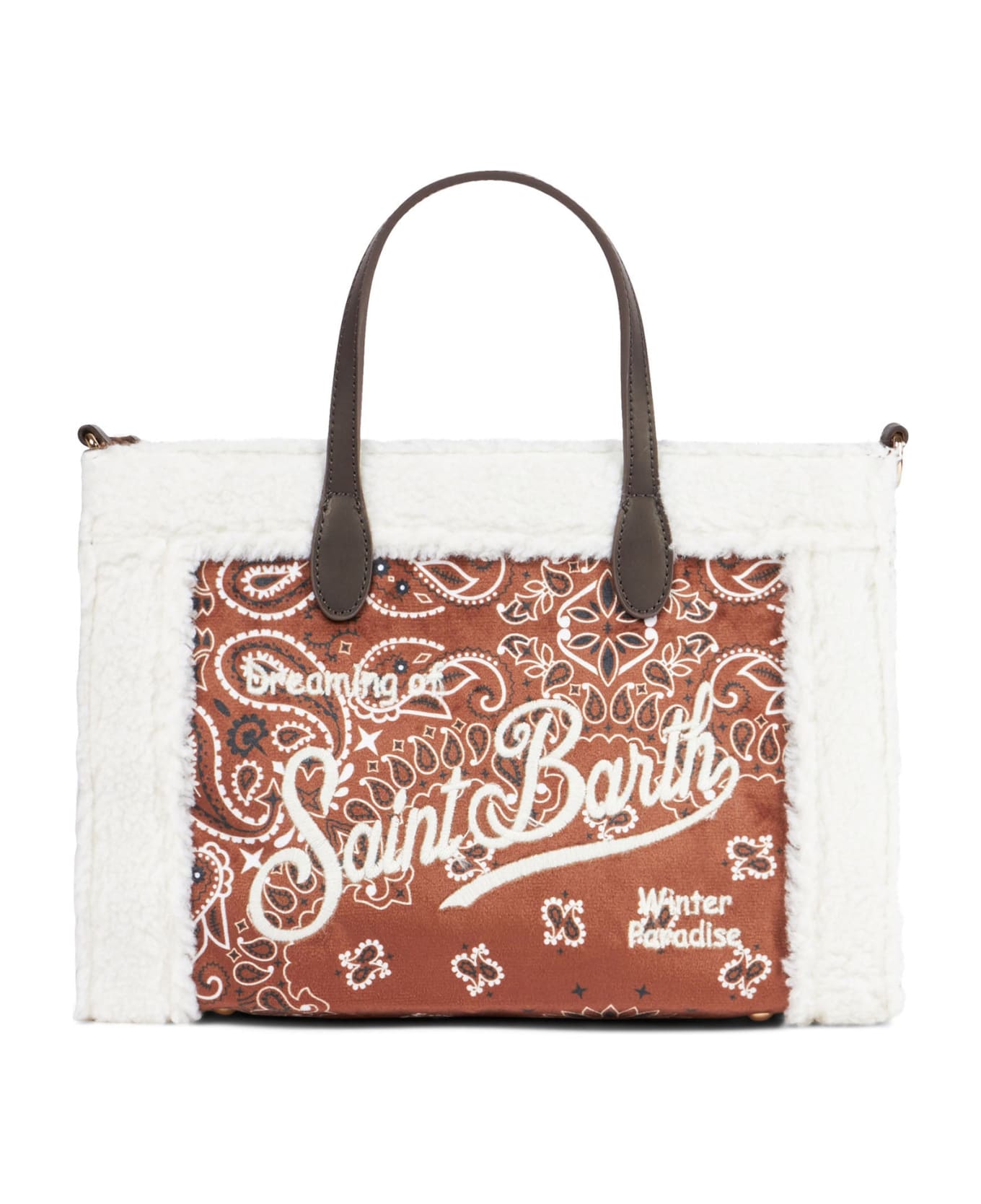MC2 Saint Barth Vivian Handbag With Bandanna Print And Sherpa Details - BROWN