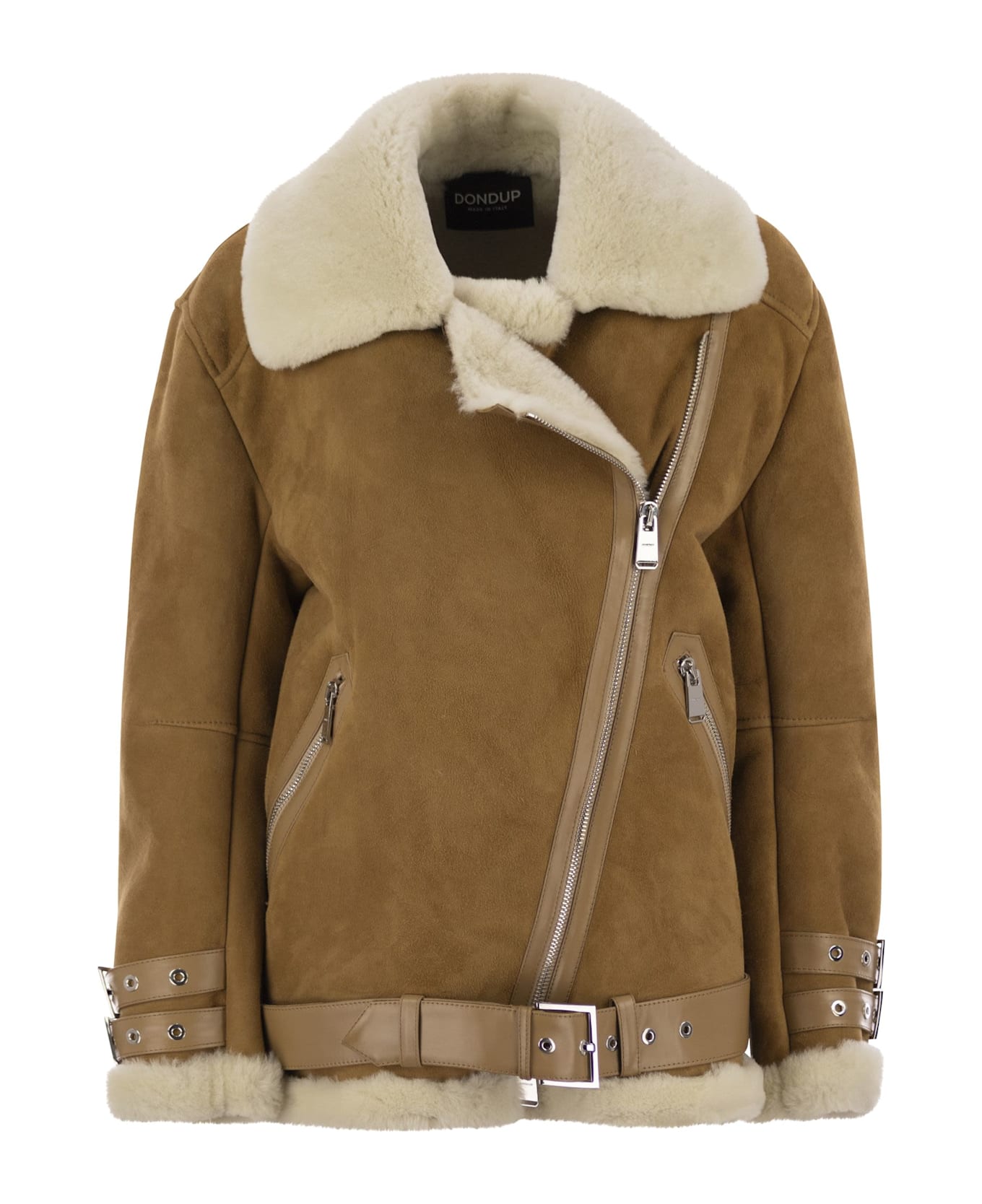Dondup Loose Shearling Jacket - Caramel