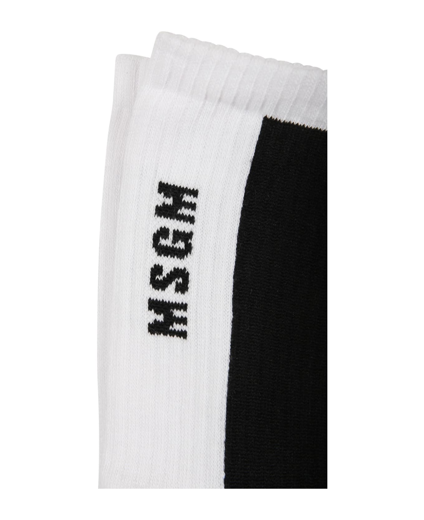 MSGM Black Socks For Girl With Logo - Black アンダーウェア