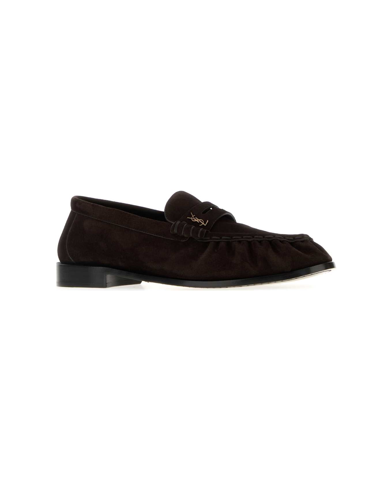 Saint Laurent Dark Brown Suede Loafers - T.MORO