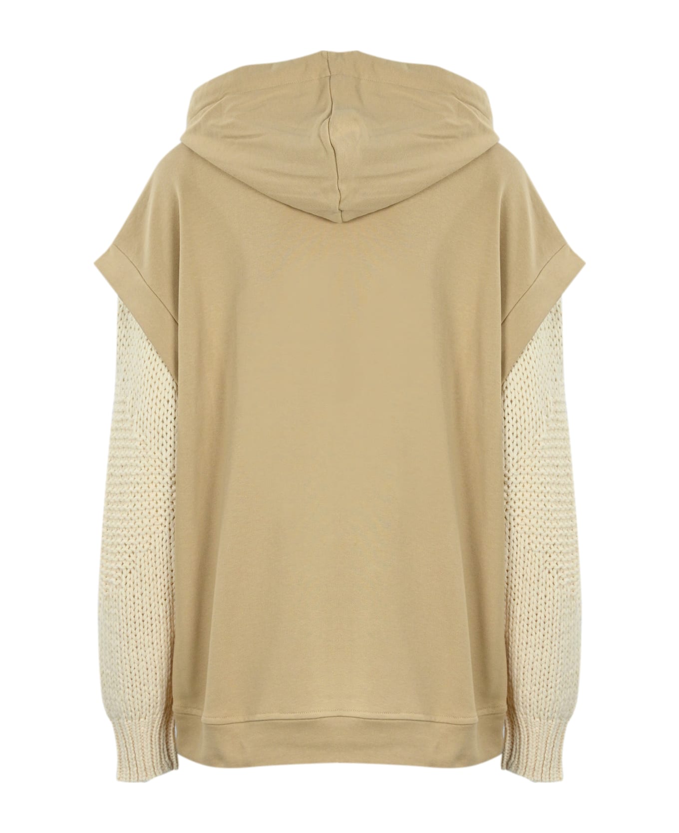 TwinSet Sweatshirt With Knitted Sleeves TwinSet - ALMOND