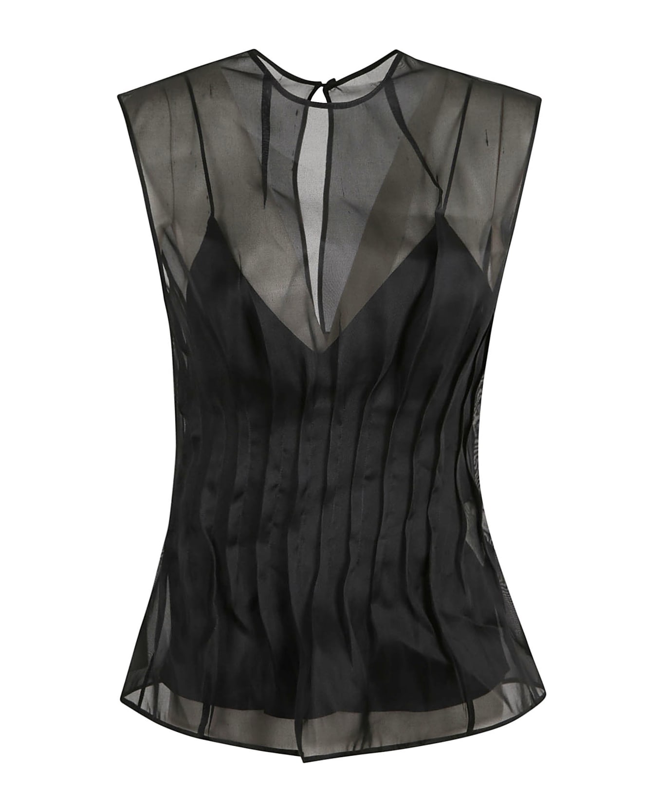 Khaite Pleated Sleeveless Blouse - Black