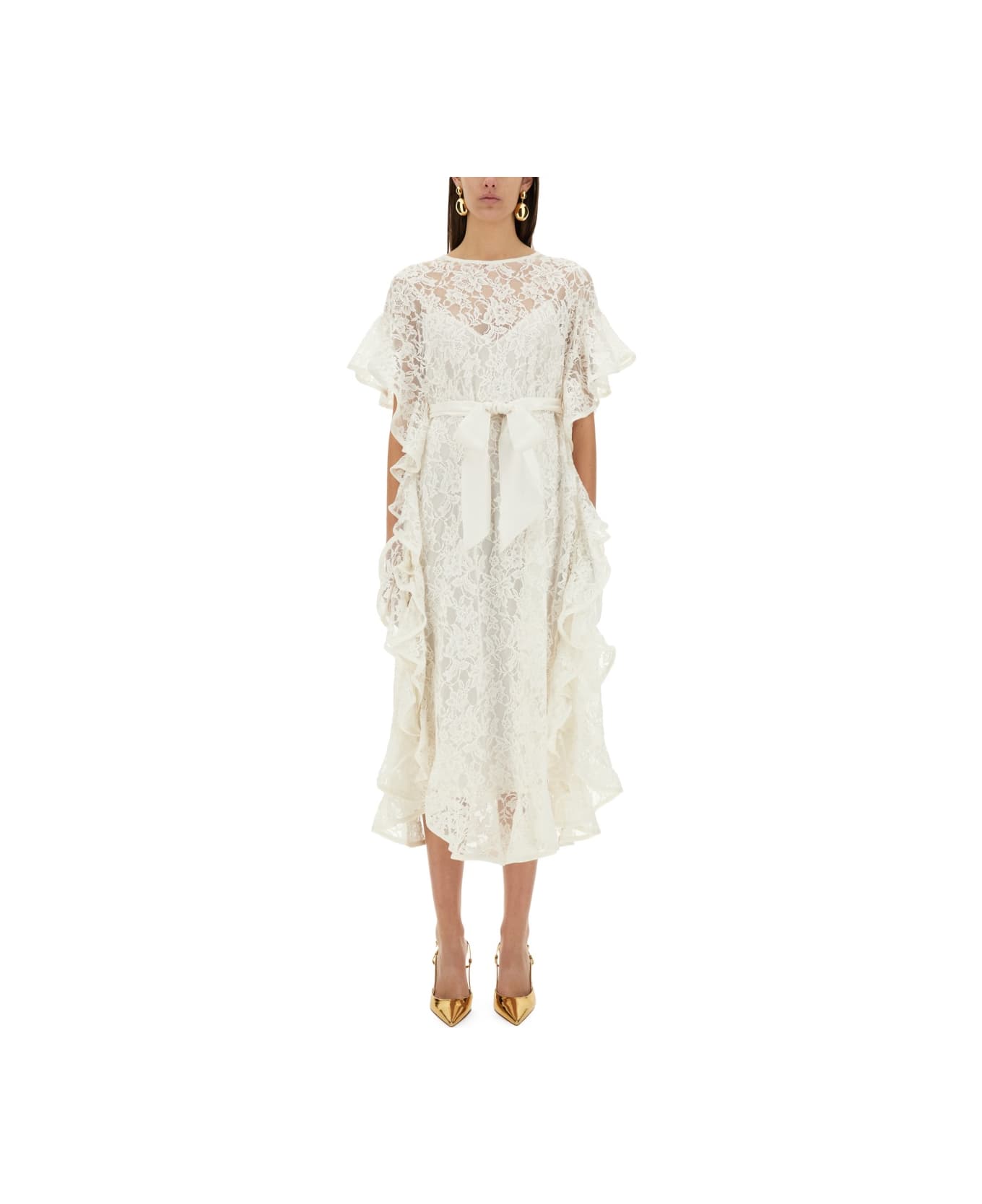 Zimmermann "crush" Lace Midi Dress - IVORY