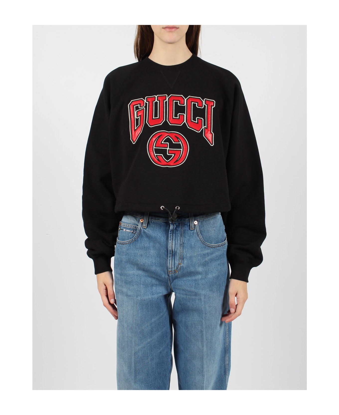 Gucci pineapple Embroidery Jersey Sweatshirt - Black