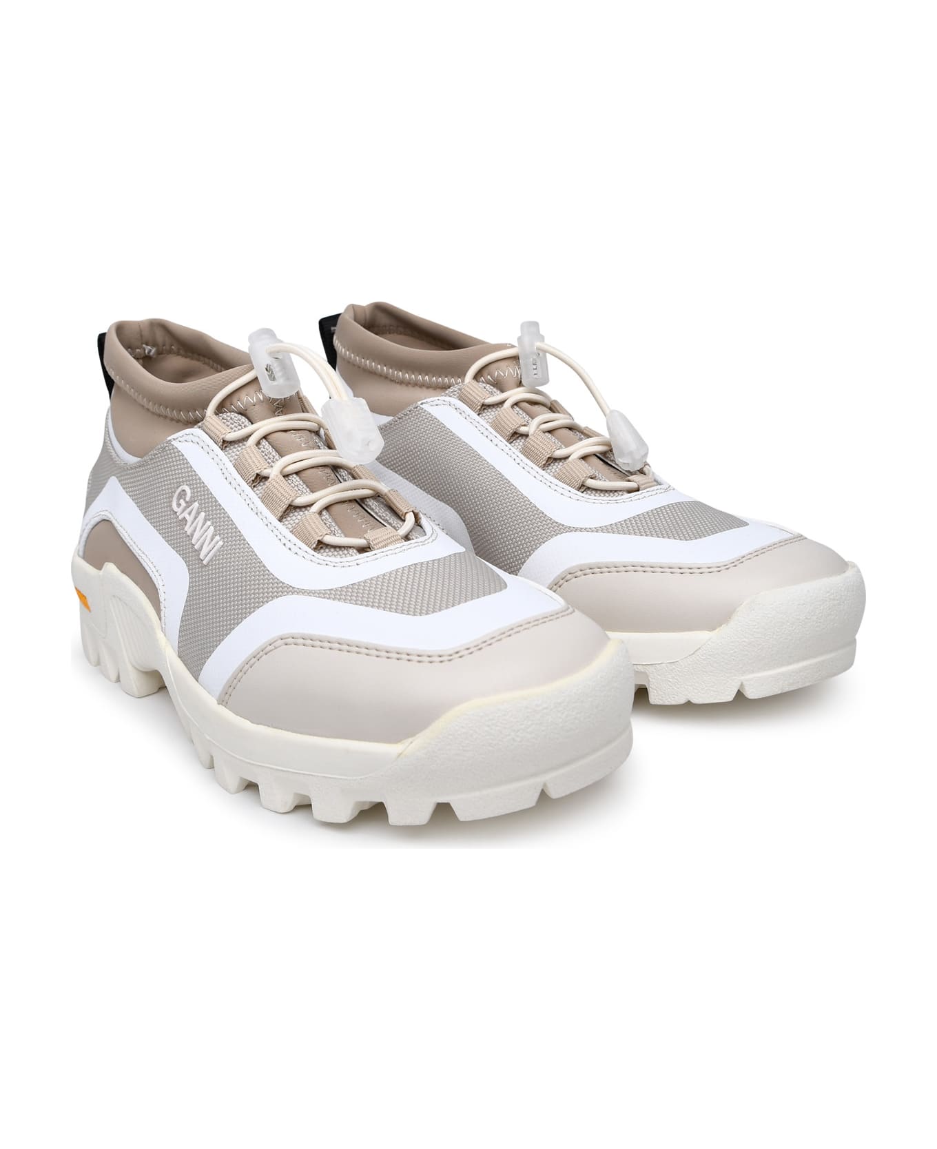 Ganni Performance Two-tone Recycled Polyester Sneakers - Egret