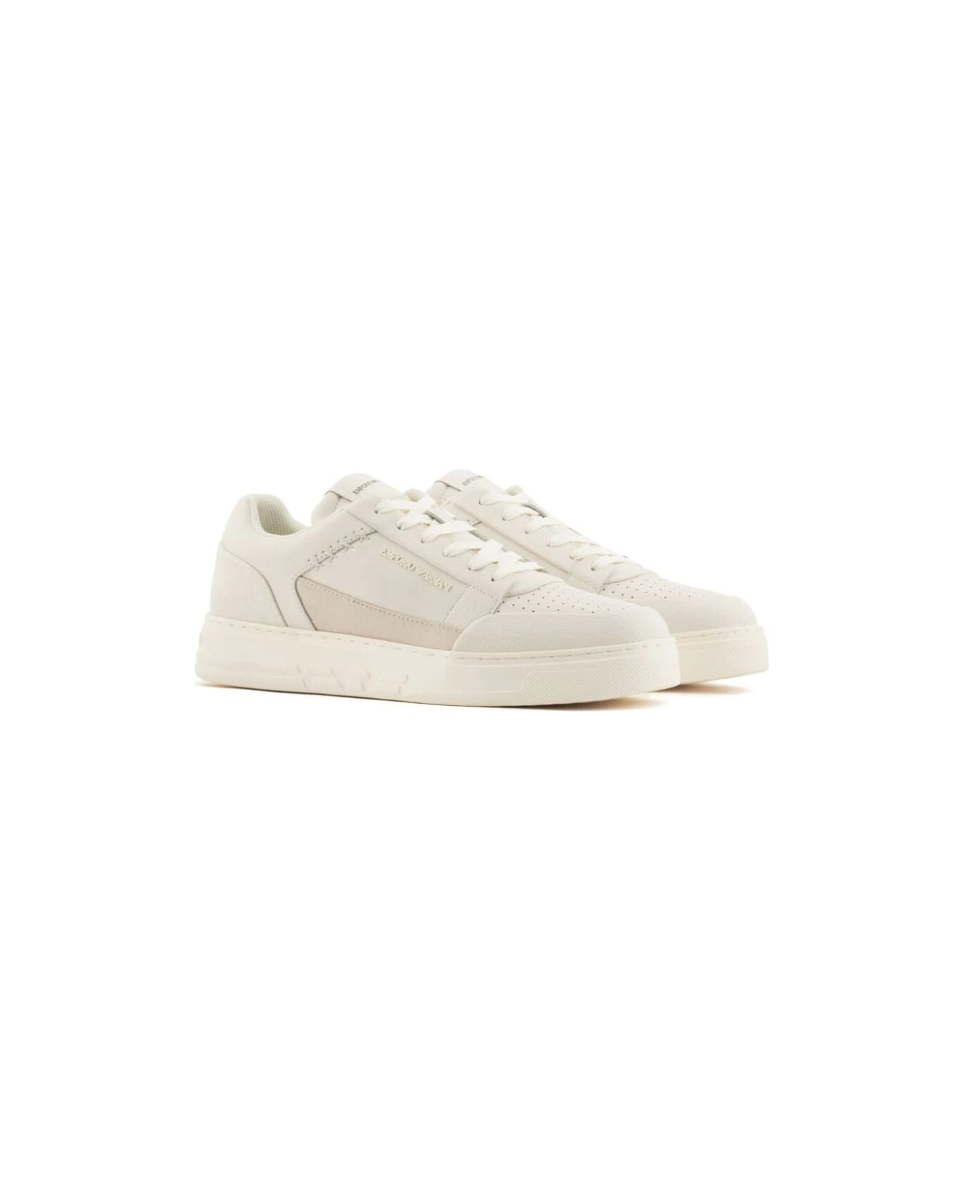 Emporio Armani Suede Sneaker - Off White