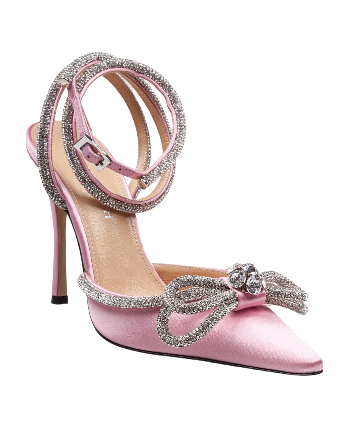 Mach 
Mach Satin Double Decollete With Rhinestone Bow - PINK