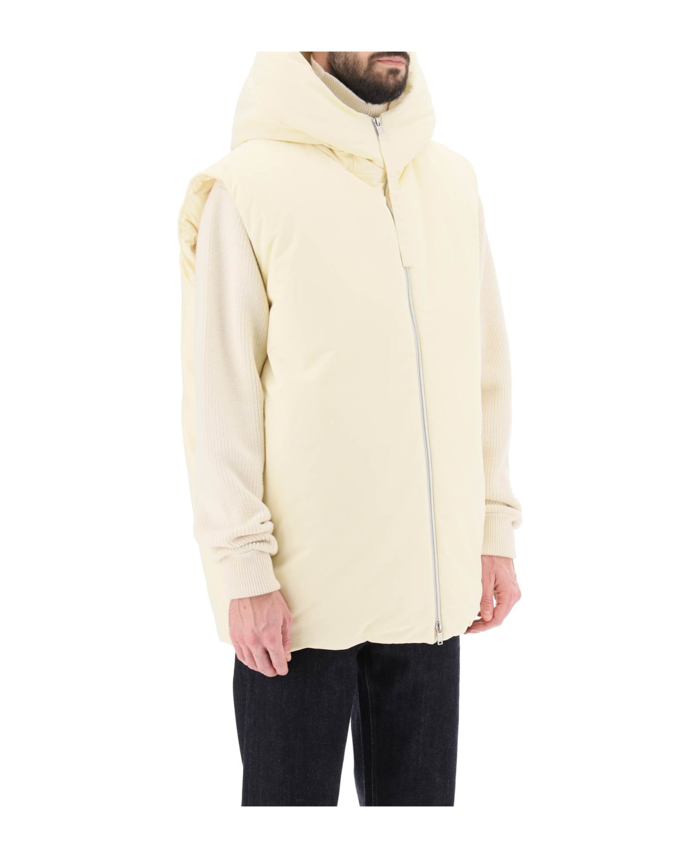 Jil Sander Oversized Hooded Down Vest - DUNE (White)