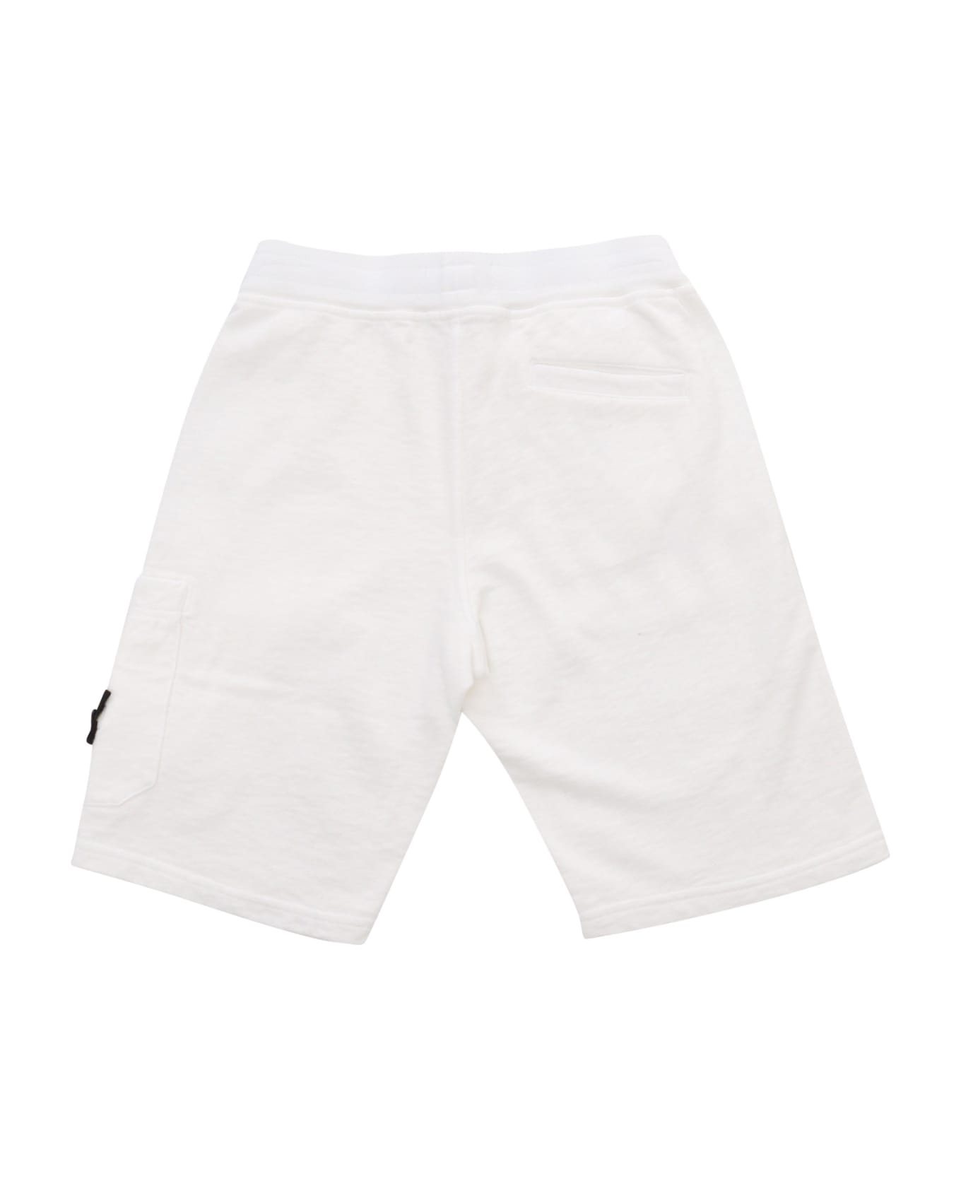 Stone Island Junior White Fleece Bermuda Shorts - WHITE