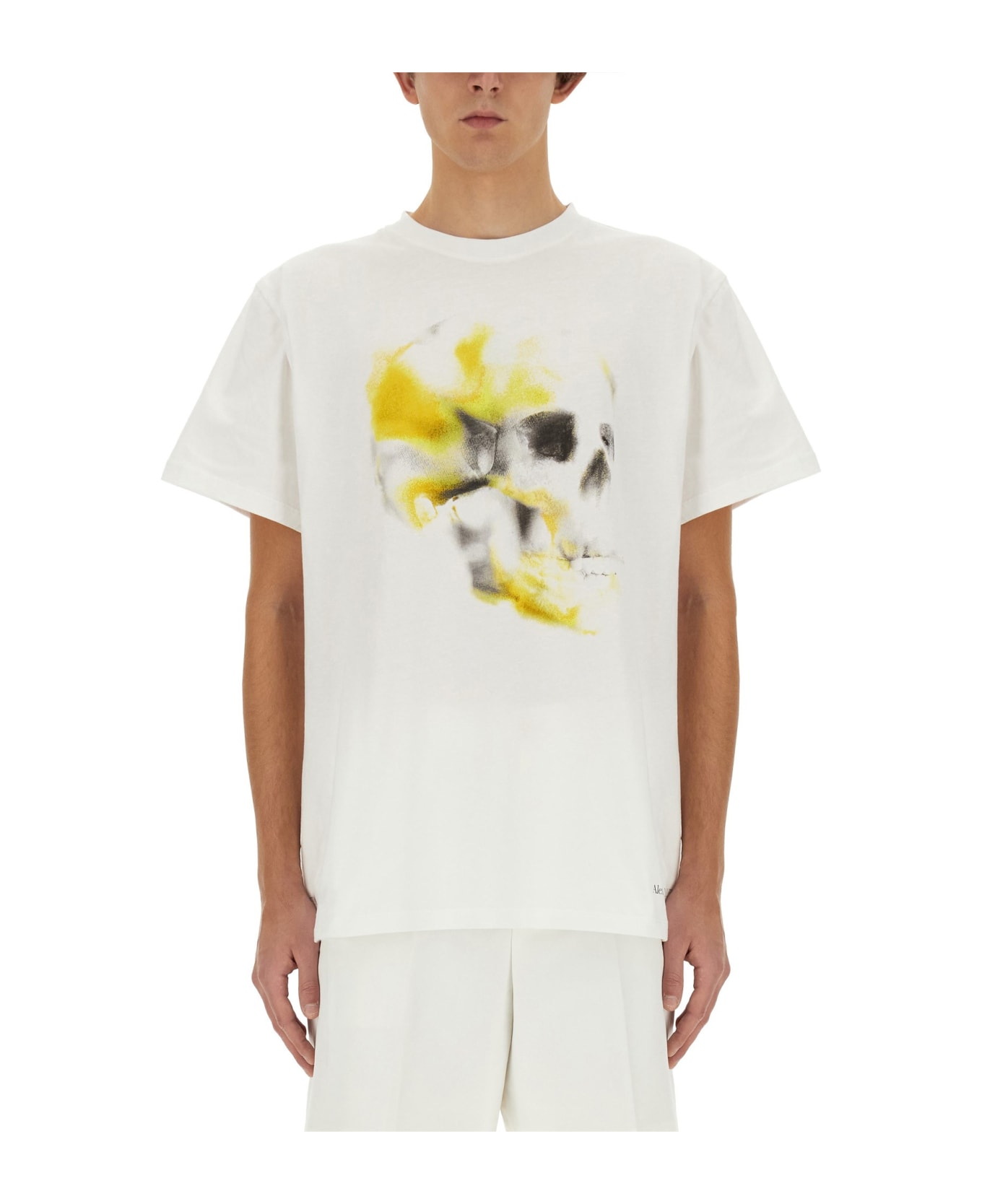 Alexander McQueen Obscured Skull T-shirt - WHITE シャツ