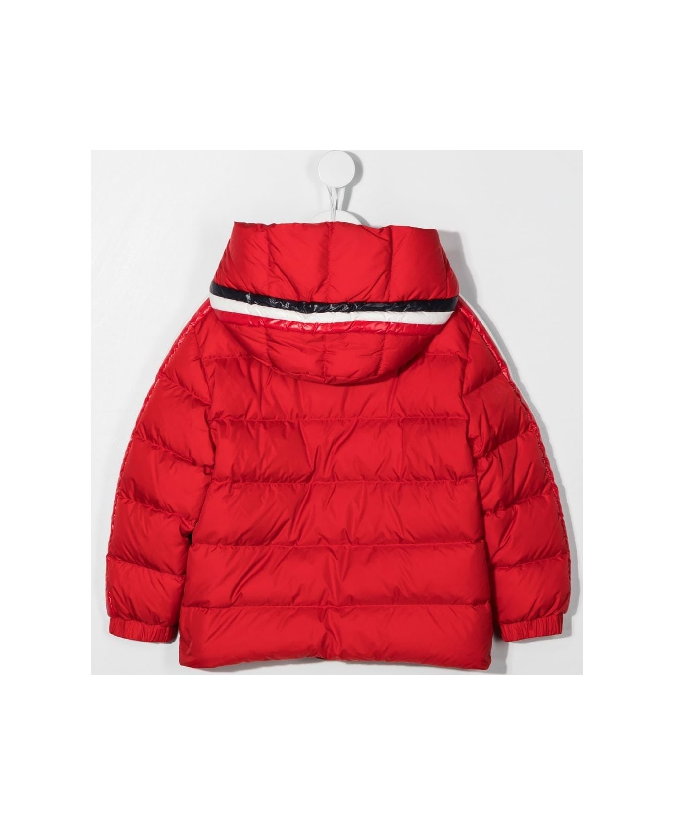 Moncler Red Polyamide Feather Down Jacket - Rosso